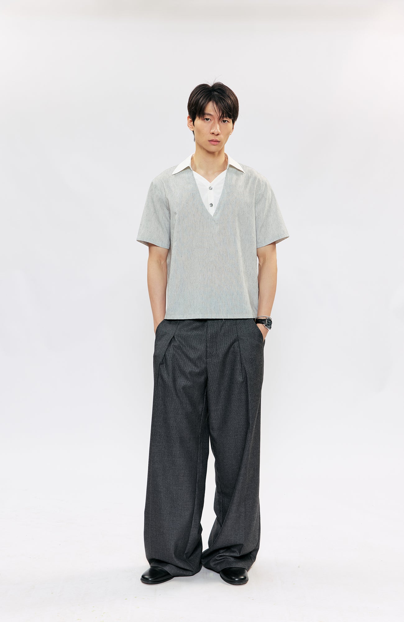 KREATE Layered V-Neck Collared T-Shirt, premium urban and streetwear designers apparel on PROJECTISR.com, KREATE