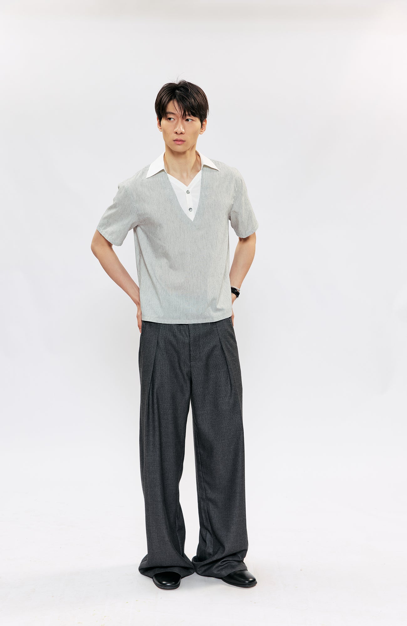 KREATE Layered V-Neck Collared T-Shirt, premium urban and streetwear designers apparel on PROJECTISR.com, KREATE