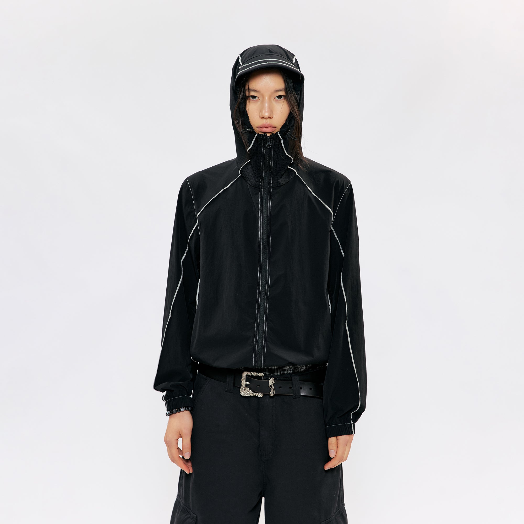 KREATE Contrast-Seam Sun Shield Jacket, premium urban and streetwear designers apparel on PROJECTISR.com, KREATE