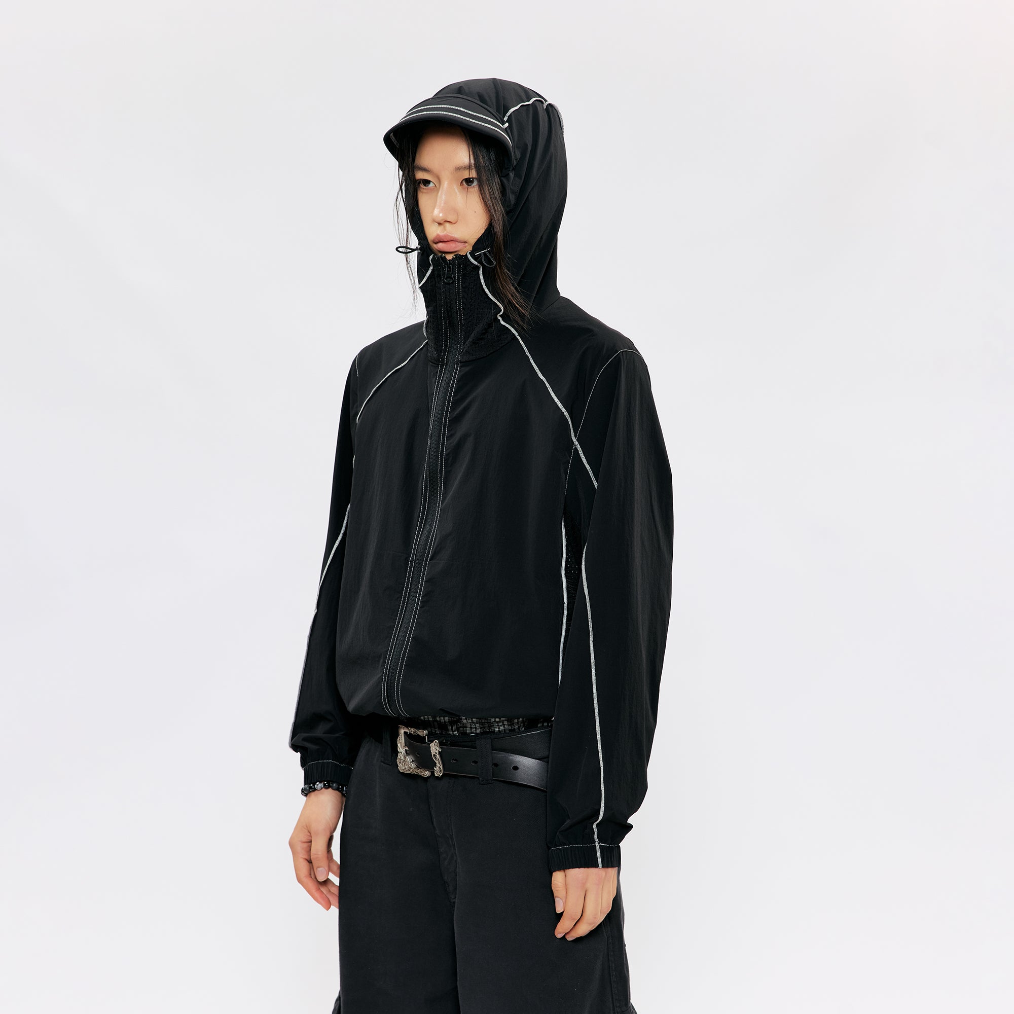 KREATE Contrast-Seam Sun Shield Jacket, premium urban and streetwear designers apparel on PROJECTISR.com, KREATE