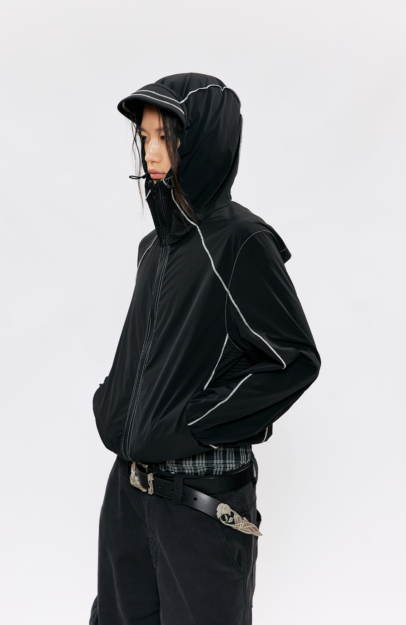 KREATE Contrast-Seam Sun Shield Jacket, premium urban and streetwear designers apparel on PROJECTISR.com, KREATE