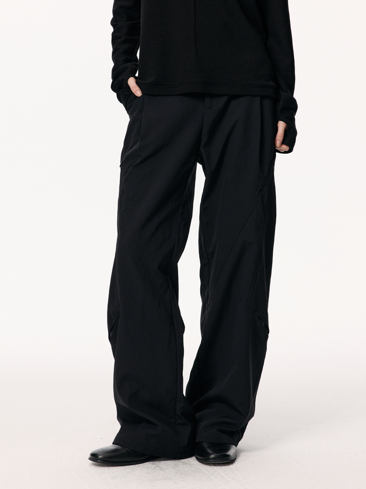 KREATE Splash-Proof Deconstructed Multi-Pocket Pleated Wide-Leg Pants