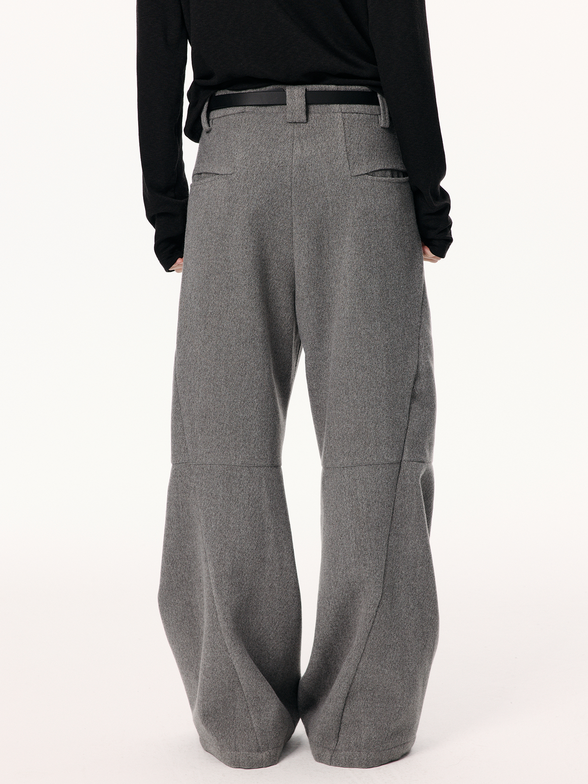 KREATE Curved Wide-Leg Wool-Blend Trousers