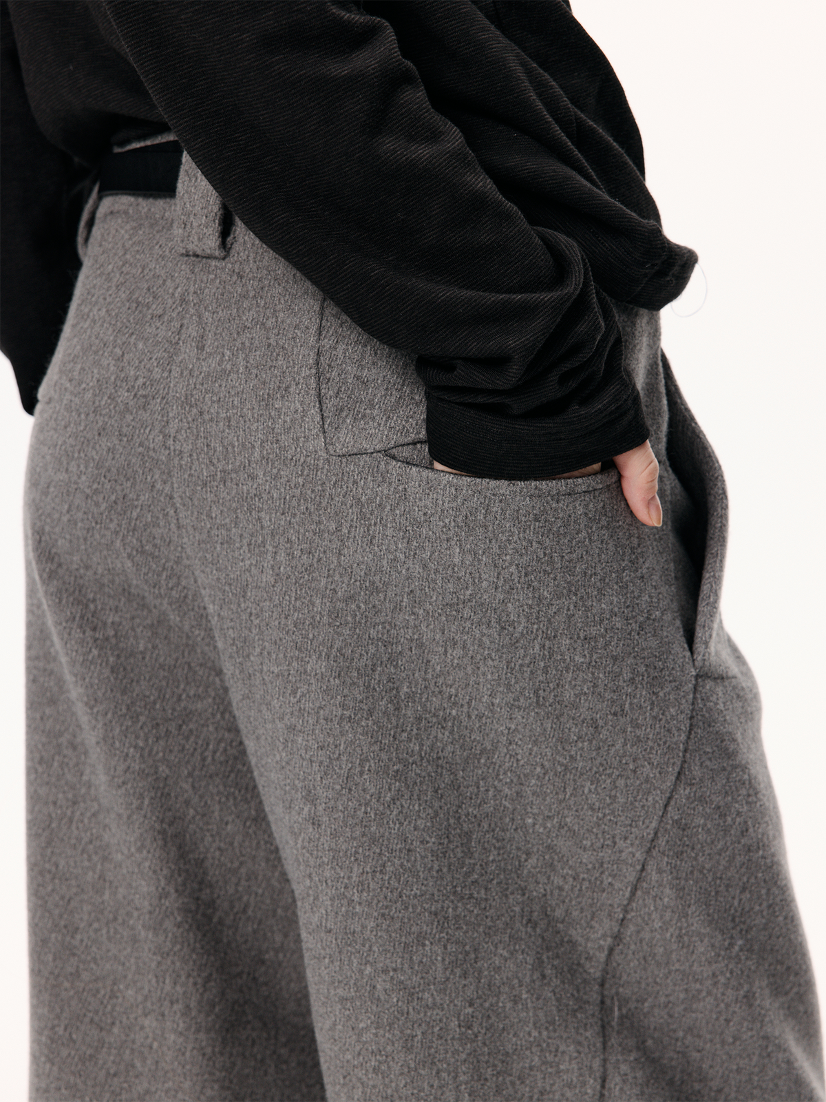 KREATE Curved Wide-Leg Wool-Blend Trousers