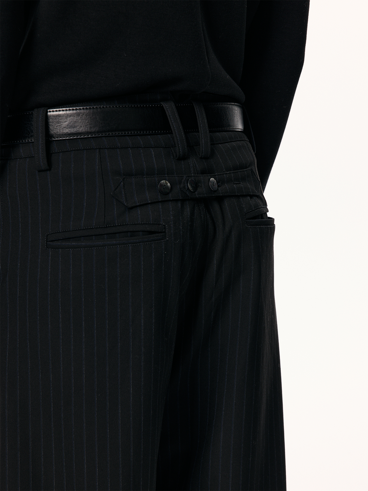 KREATE Pleated Striped Adjustable Wide-Leg Trousers