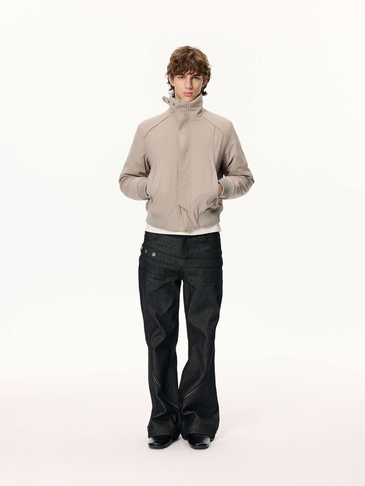 KREATE Faux Fur Stand-Collar Short Puffer Jacket