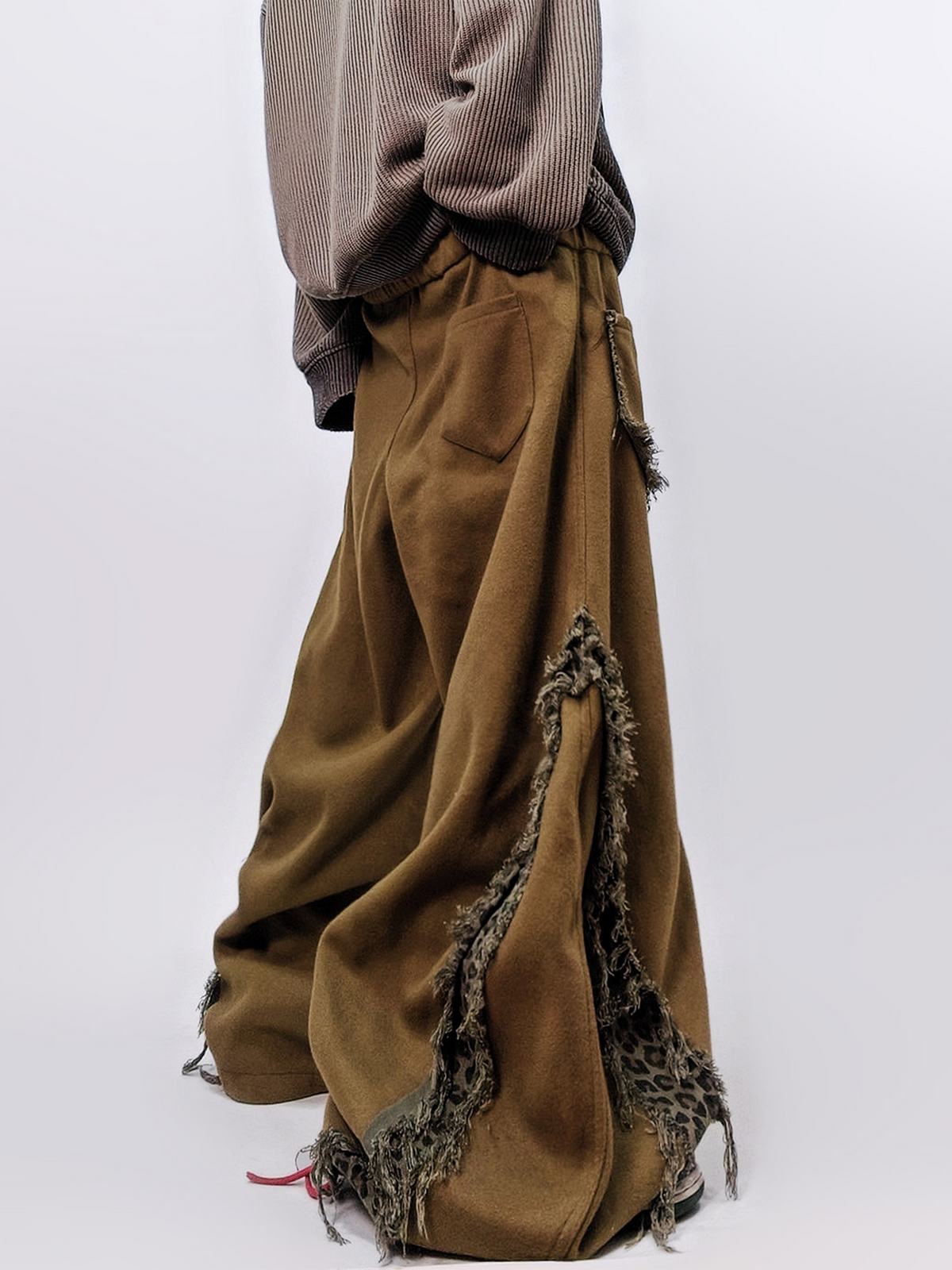 UUCSCC Leopard Spliced Wide-Leg Pants