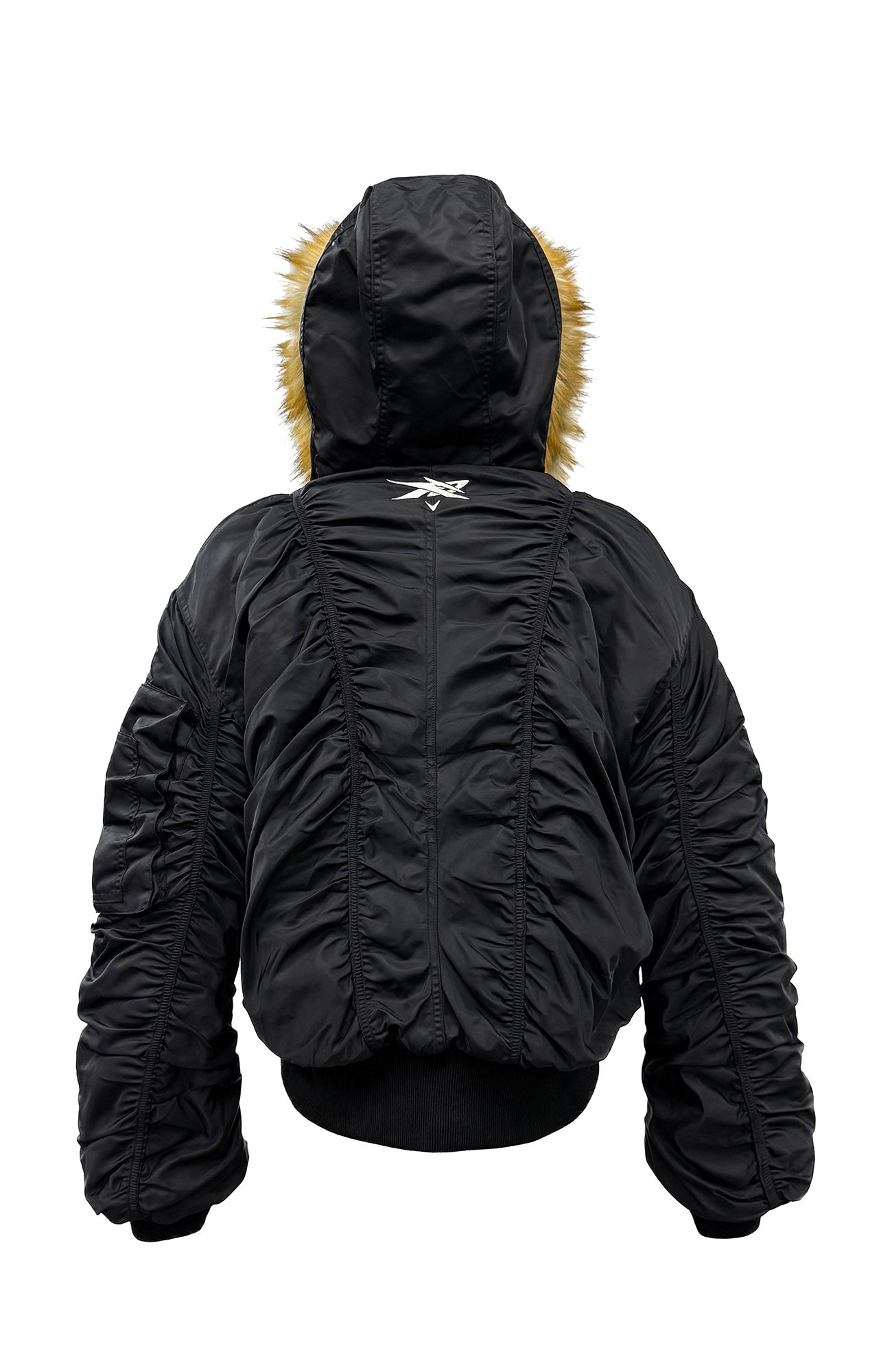 PCCVISION Faux Fur Hooded Cropped Puffer Jacket