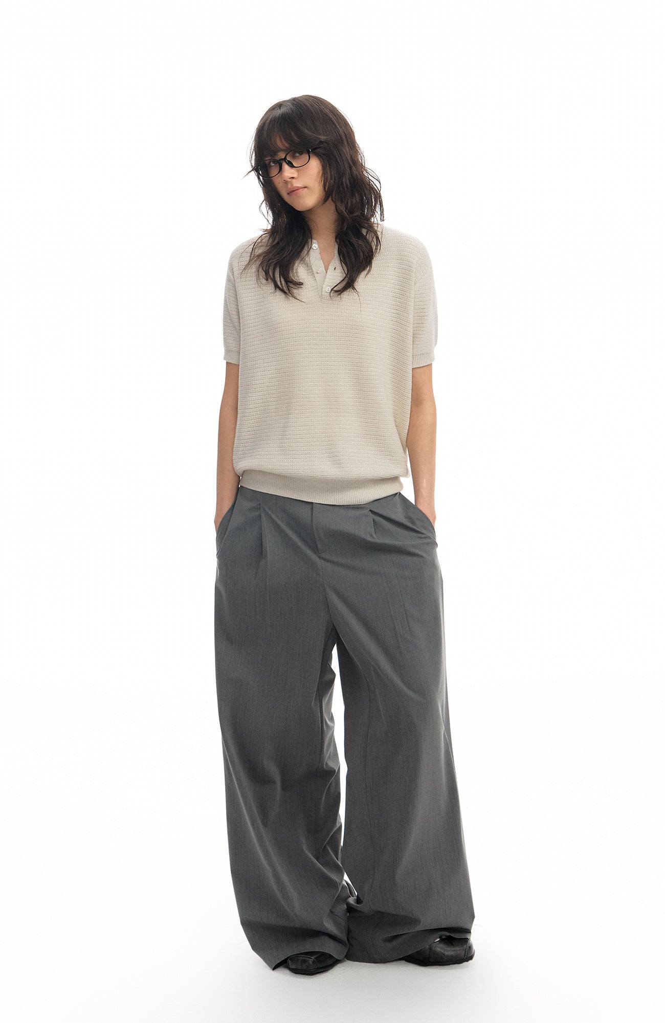 TGNS Pleated Wide-Leg Trousers