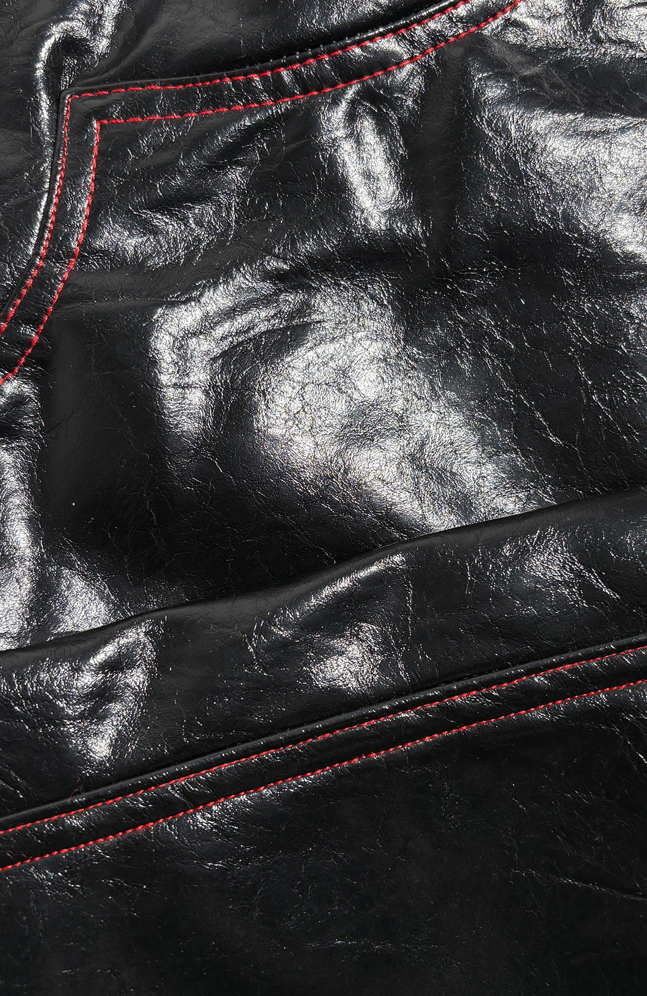 PCCVISION Gothic Skull Stitch PU Pants