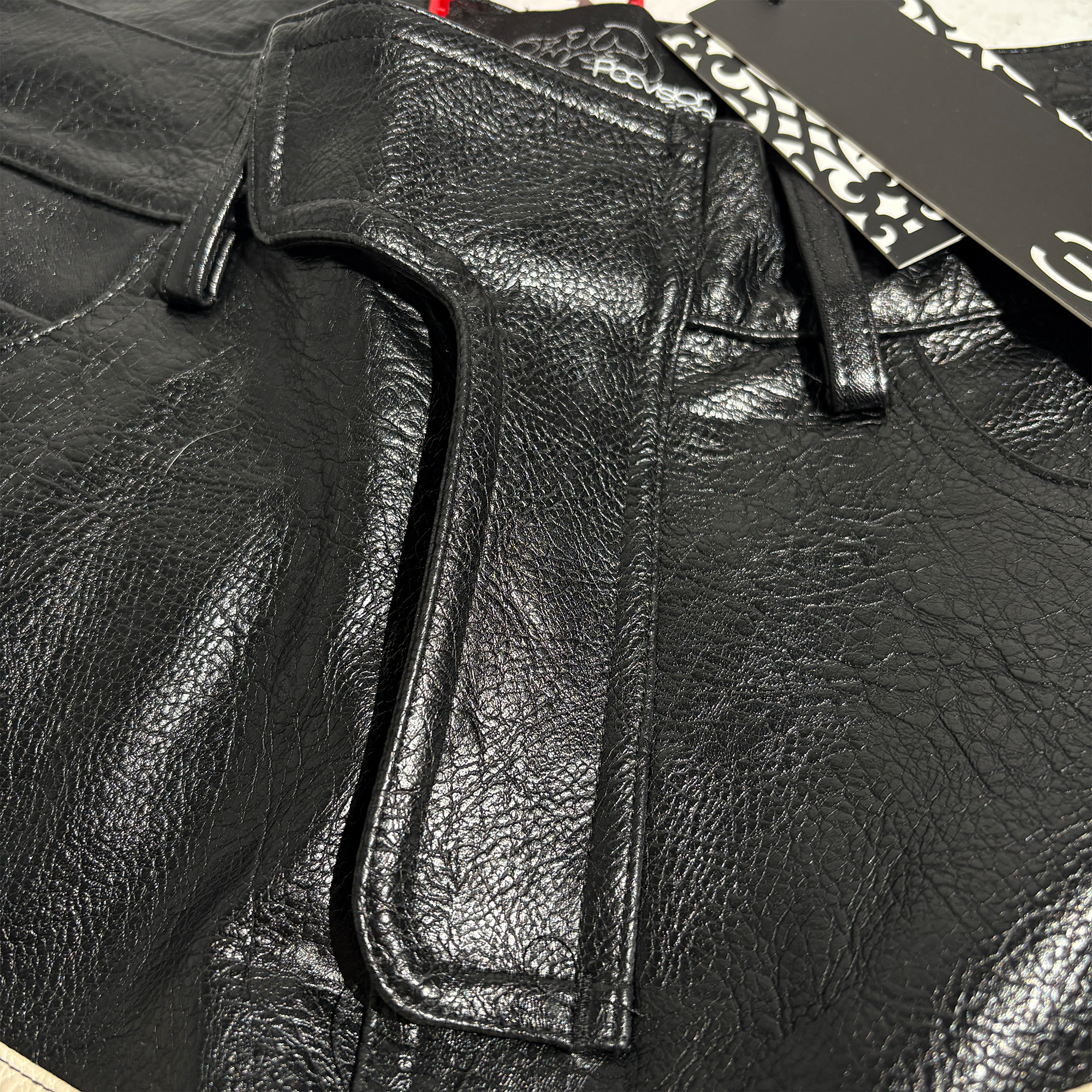 PCCVISION Contrast Panel Moto PU Pants