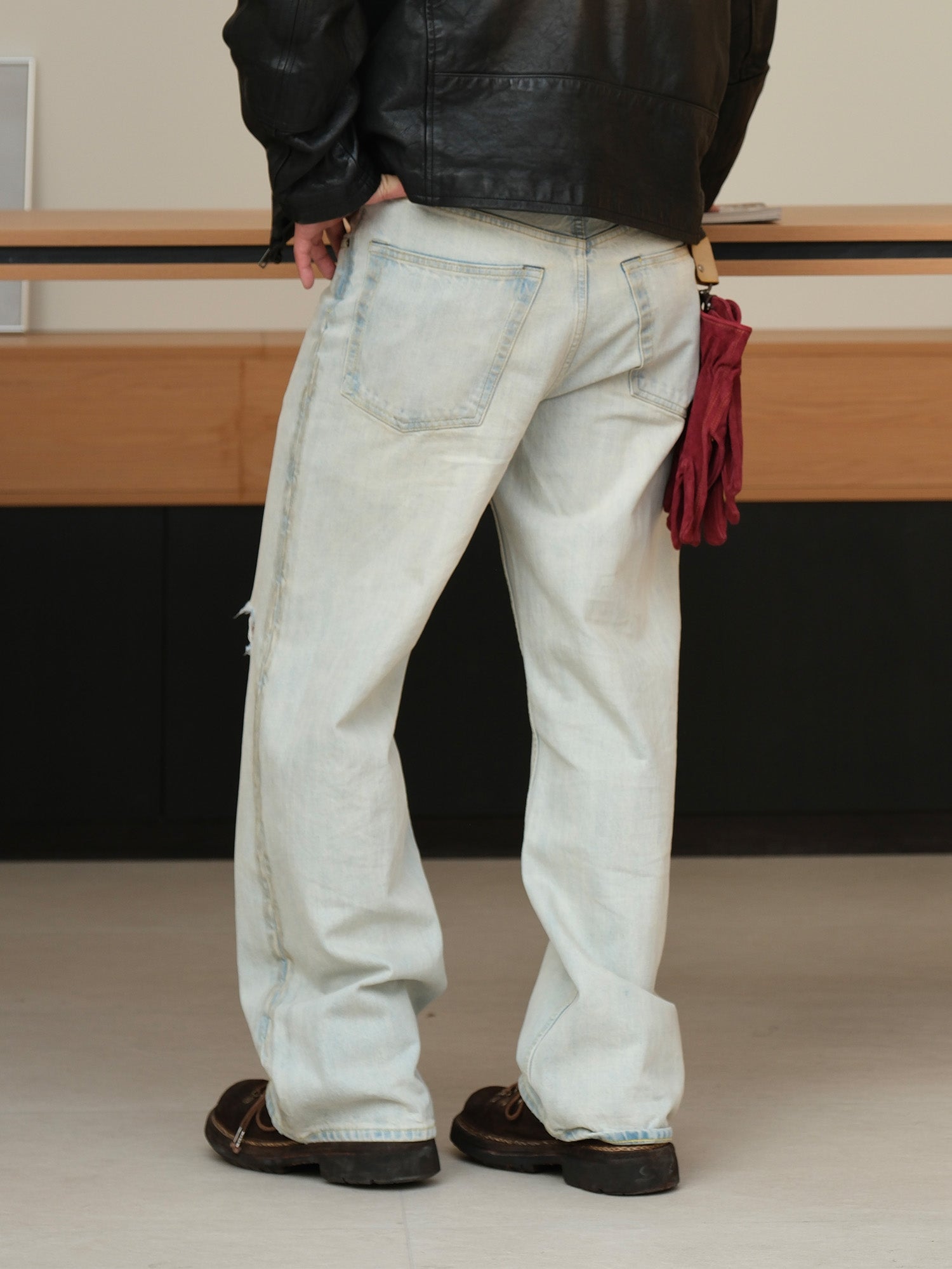 NEIGBORL Retro Washed Distressed Straight-Leg Jeans, premium urban and streetwear designers apparel on PROJECTISR.com, NEIGBORL