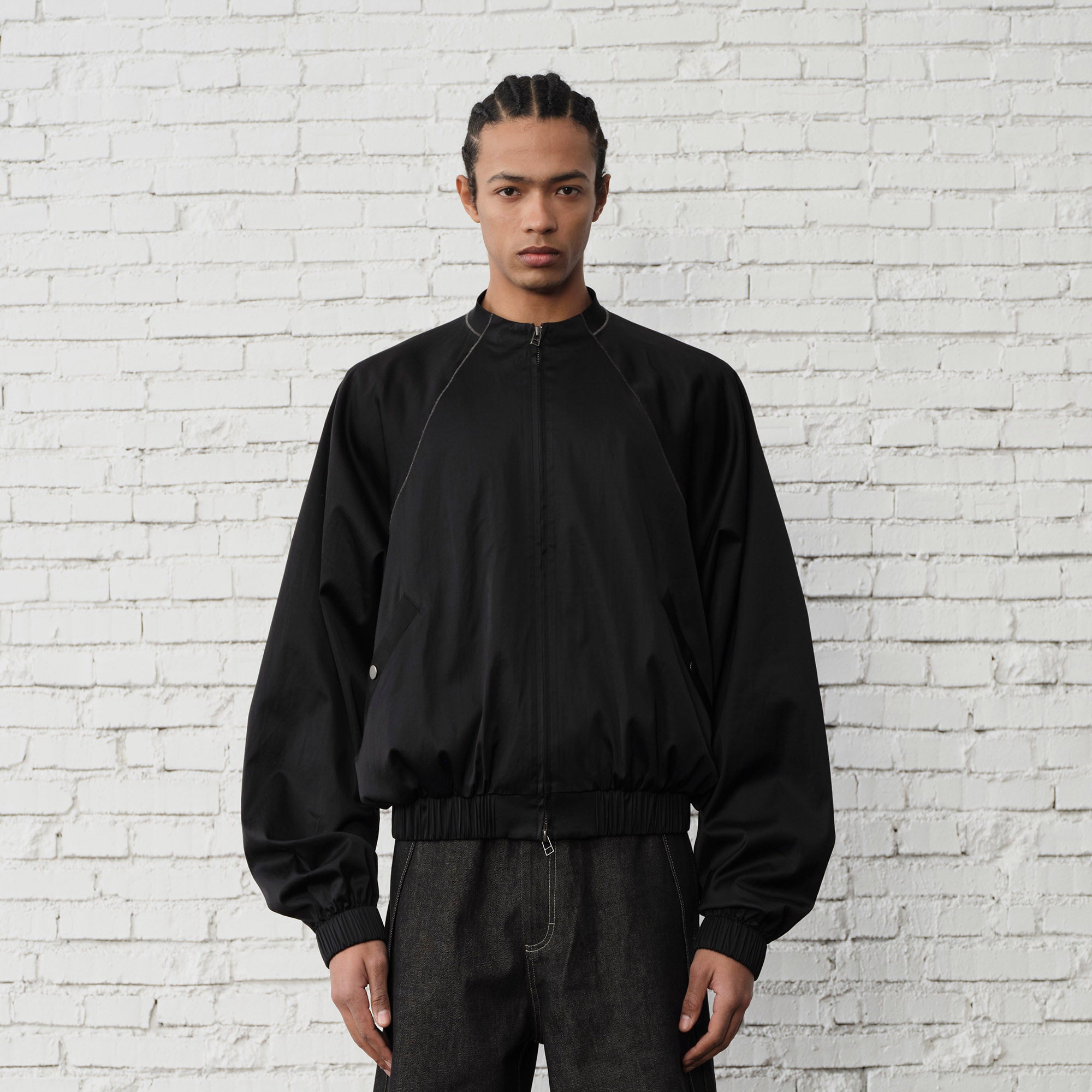 ORGANIC Raglan-Sleeve Satin Zip Jacket, premium urban and streetwear designers apparel on PROJECTISR.com, ORGANIC EMOTION
