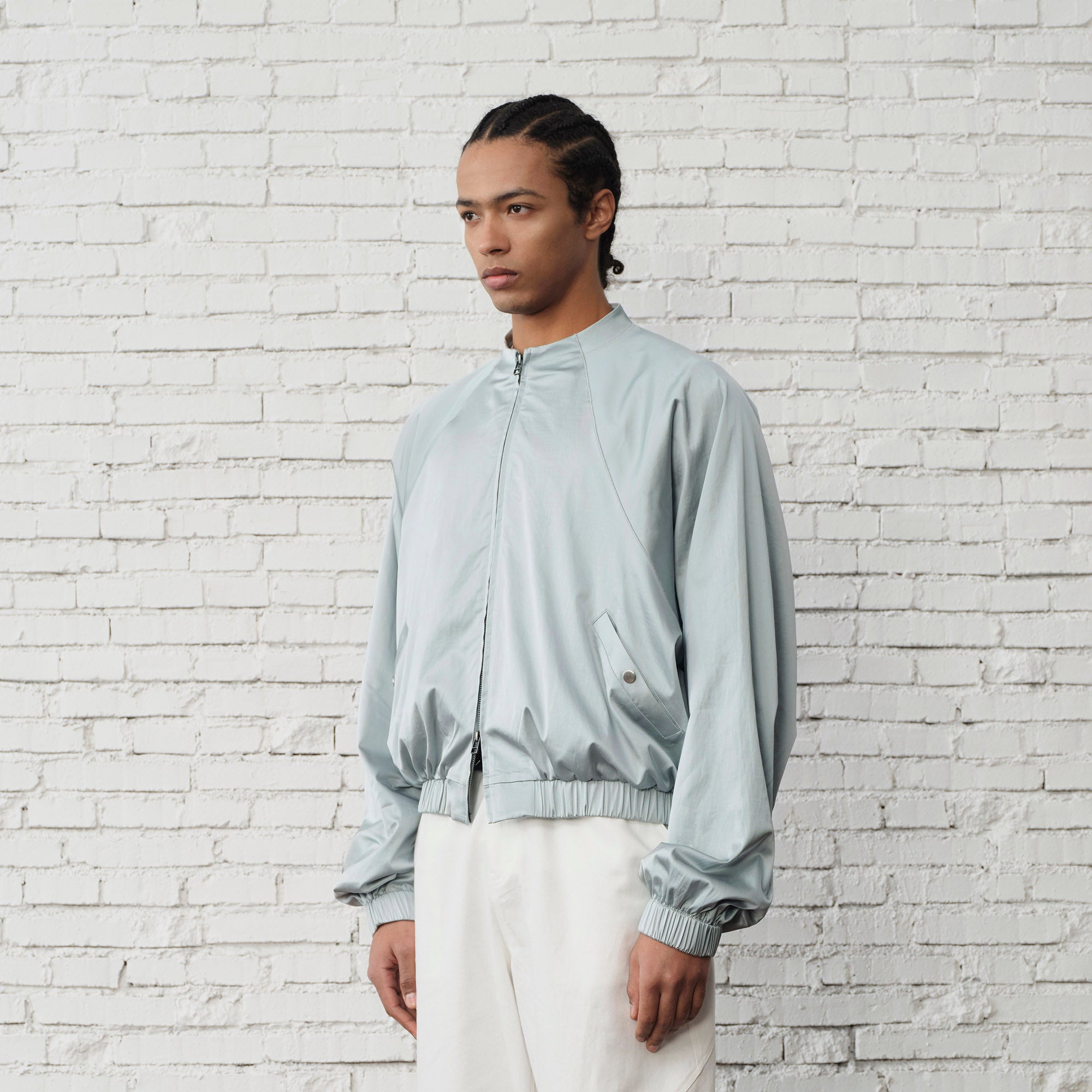 ORGANIC Raglan-Sleeve Satin Zip Jacket, premium urban and streetwear designers apparel on PROJECTISR.com, ORGANIC EMOTION