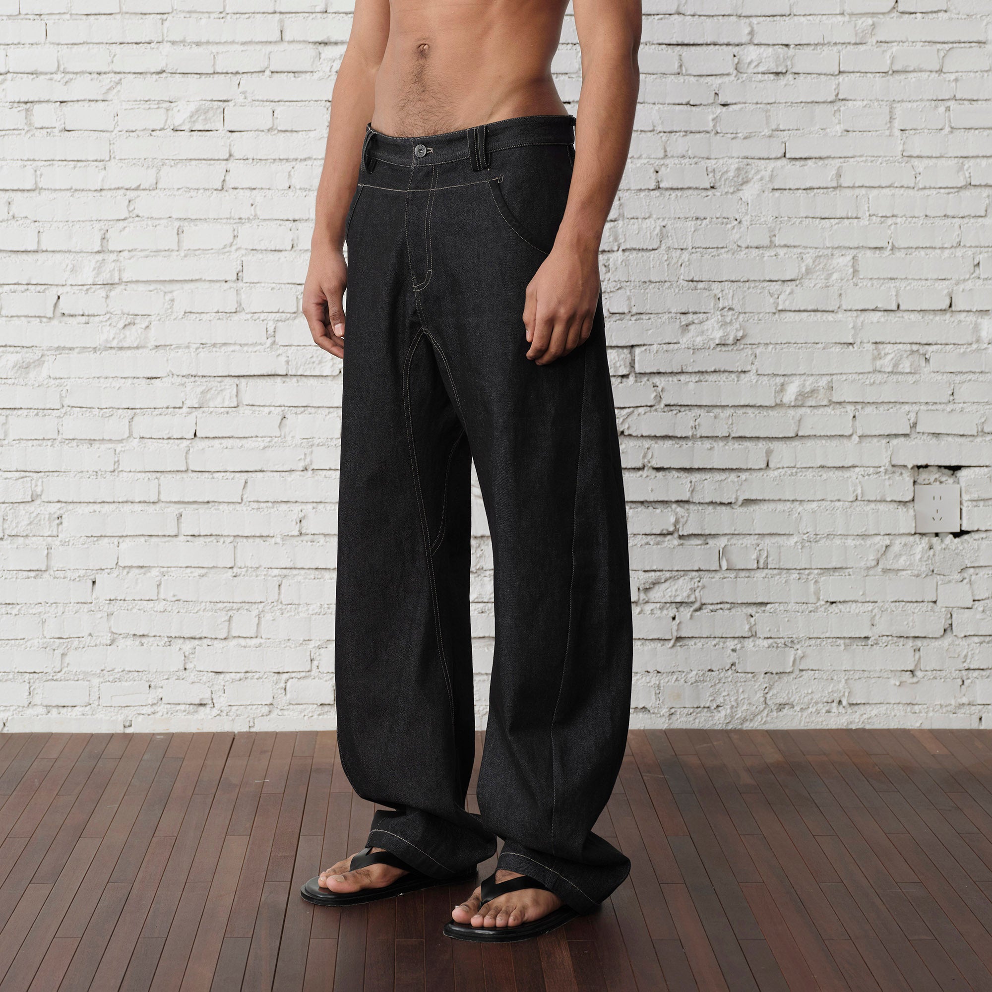 ORGANIC EMOTION EMOTION Contrast-Paneled Workwear Jeans, premium urban and streetwear designers apparel on PROJECTISR.com, ORGANIC EMOTION
