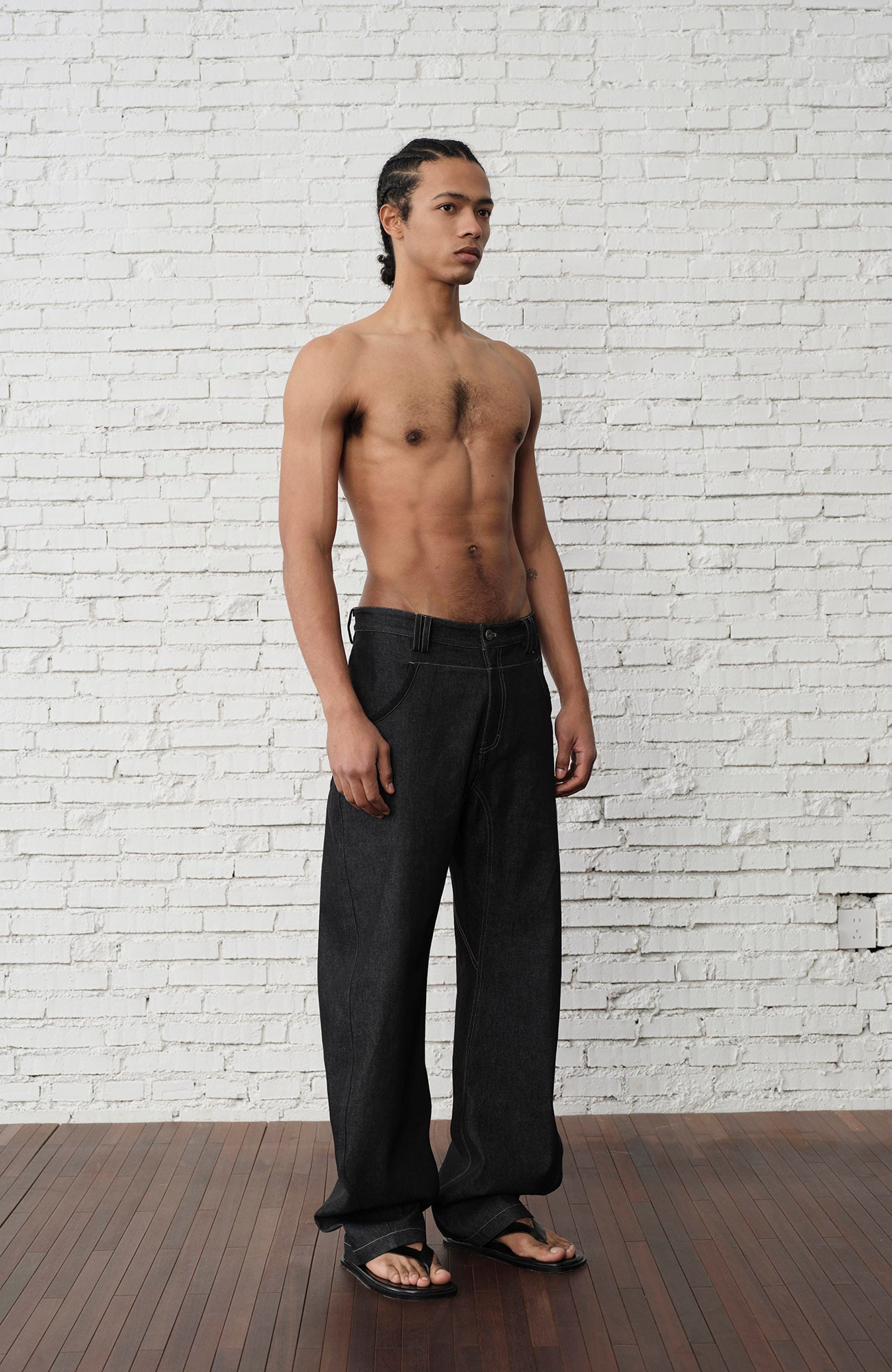 ORGANIC EMOTION EMOTION Contrast-Paneled Workwear Jeans, premium urban and streetwear designers apparel on PROJECTISR.com, ORGANIC EMOTION