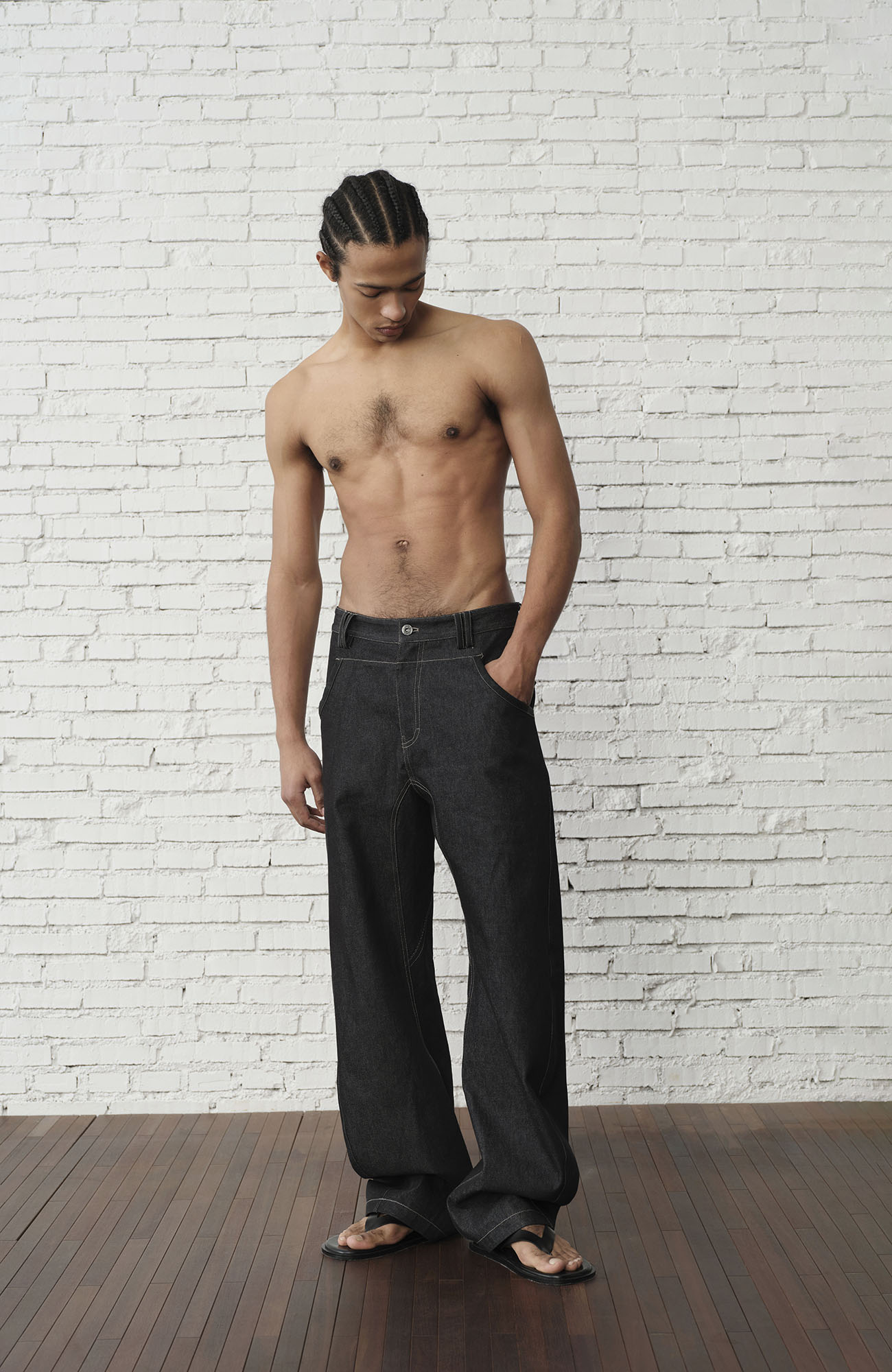 ORGANIC EMOTION EMOTION Contrast-Paneled Workwear Jeans, premium urban and streetwear designers apparel on PROJECTISR.com, ORGANIC EMOTION