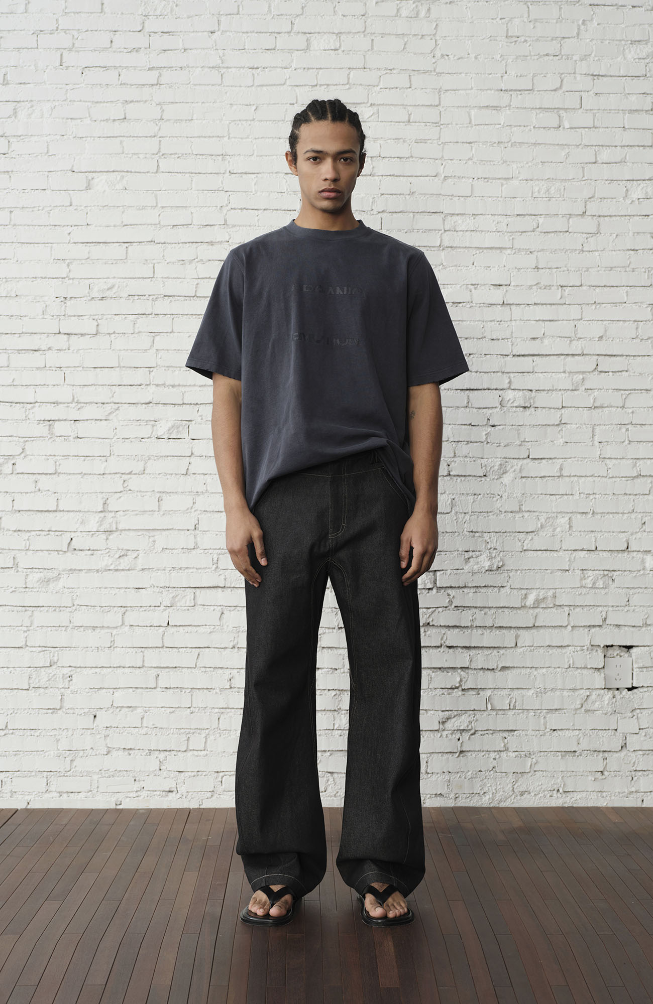 ORGANIC EMOTION EMOTION Contrast-Paneled Workwear Jeans, premium urban and streetwear designers apparel on PROJECTISR.com, ORGANIC EMOTION