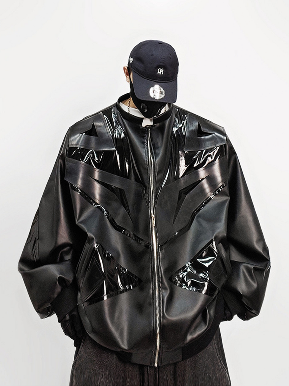 UUCSCC Faux Leather Oversized Baseball Bomber Jacket