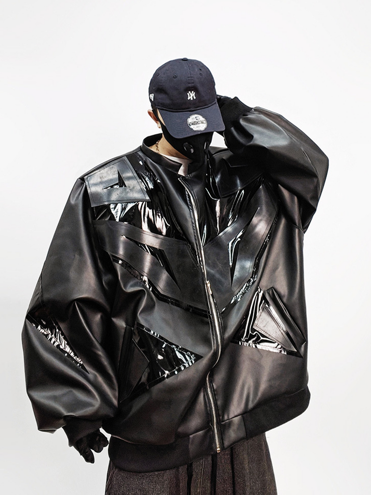 UUCSCC Faux Leather Oversized Baseball Bomber Jacket