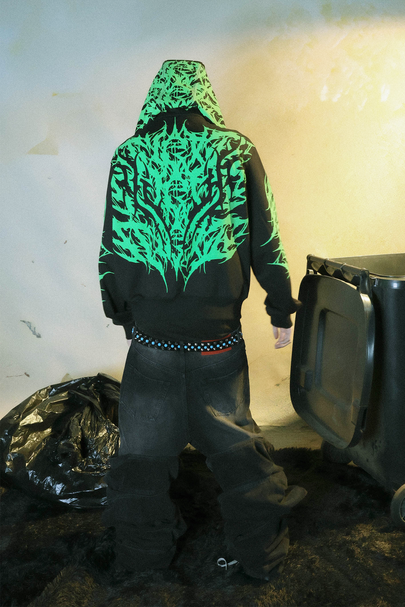PCCVISION Distressed Wrinkled Stacked Baggy Jeans