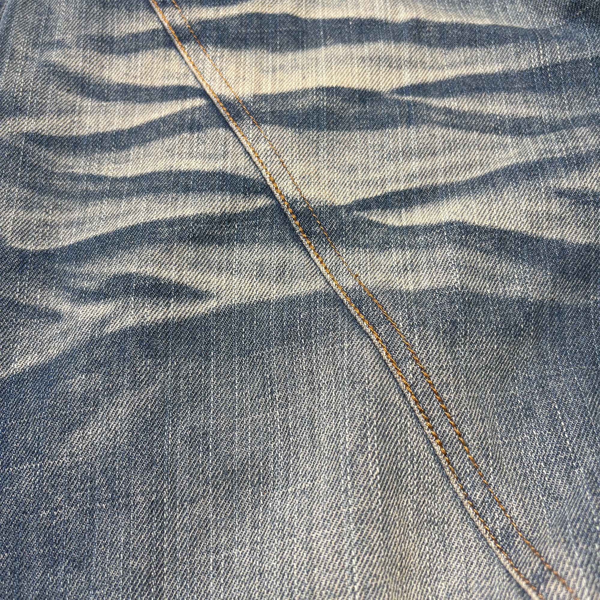 PCCVISION Washed Spliced Wrinkled Baggy Jeans