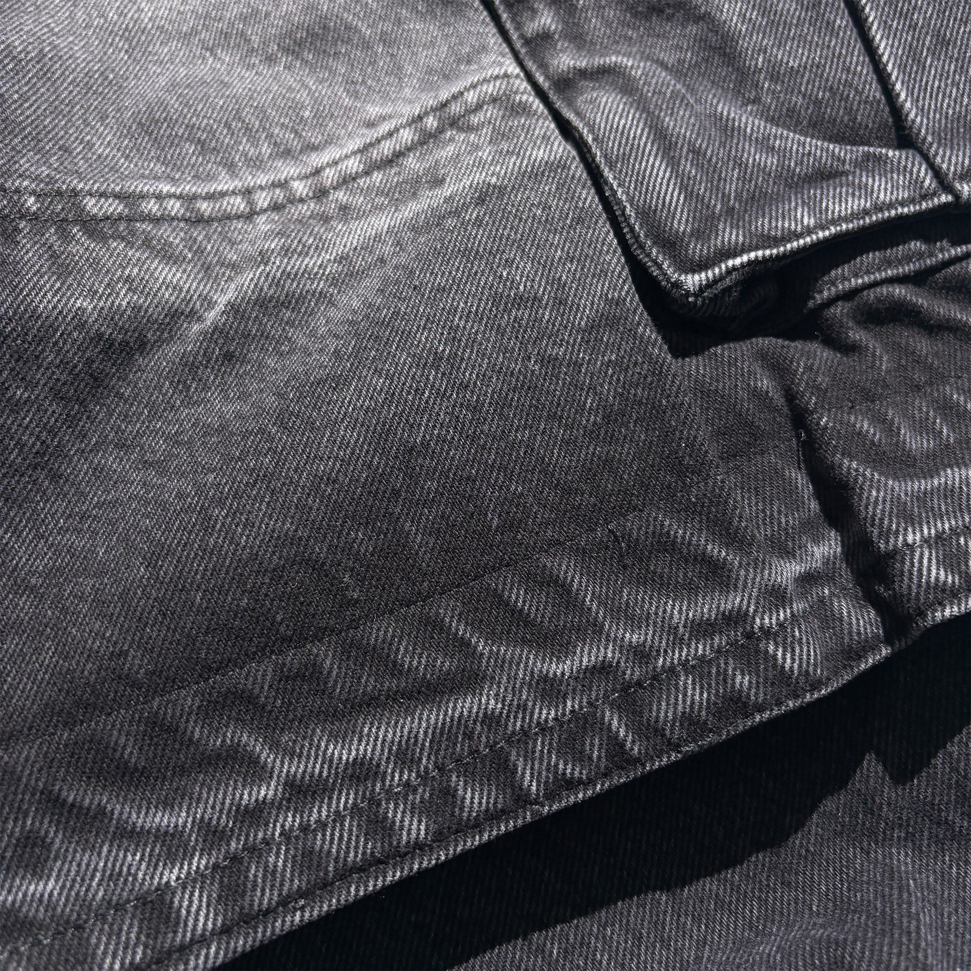 PCCVISION Washed Double-Layered Multi-Pockets Jeans