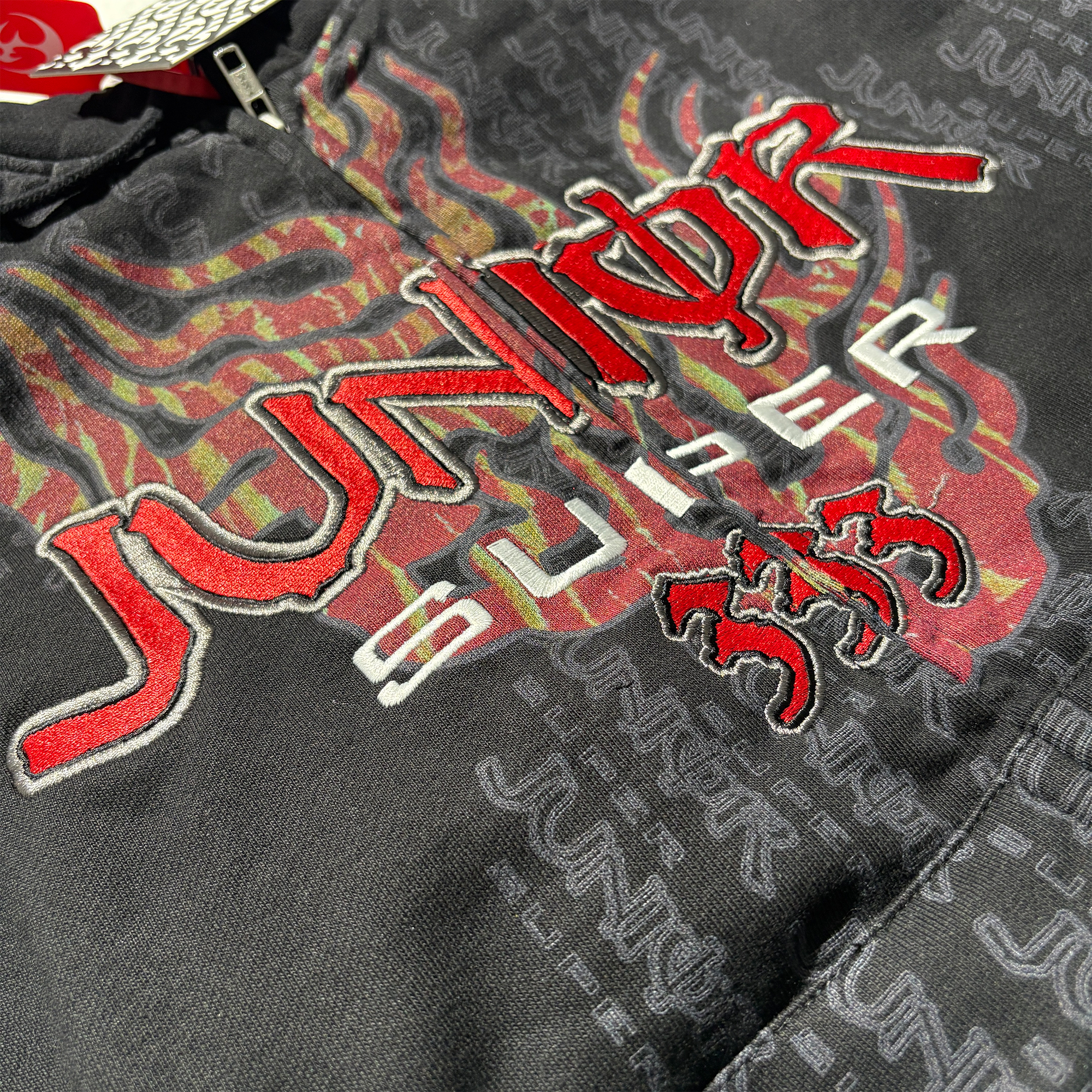 PCCVISION Flame Embroidered Mask Hooded Jacket