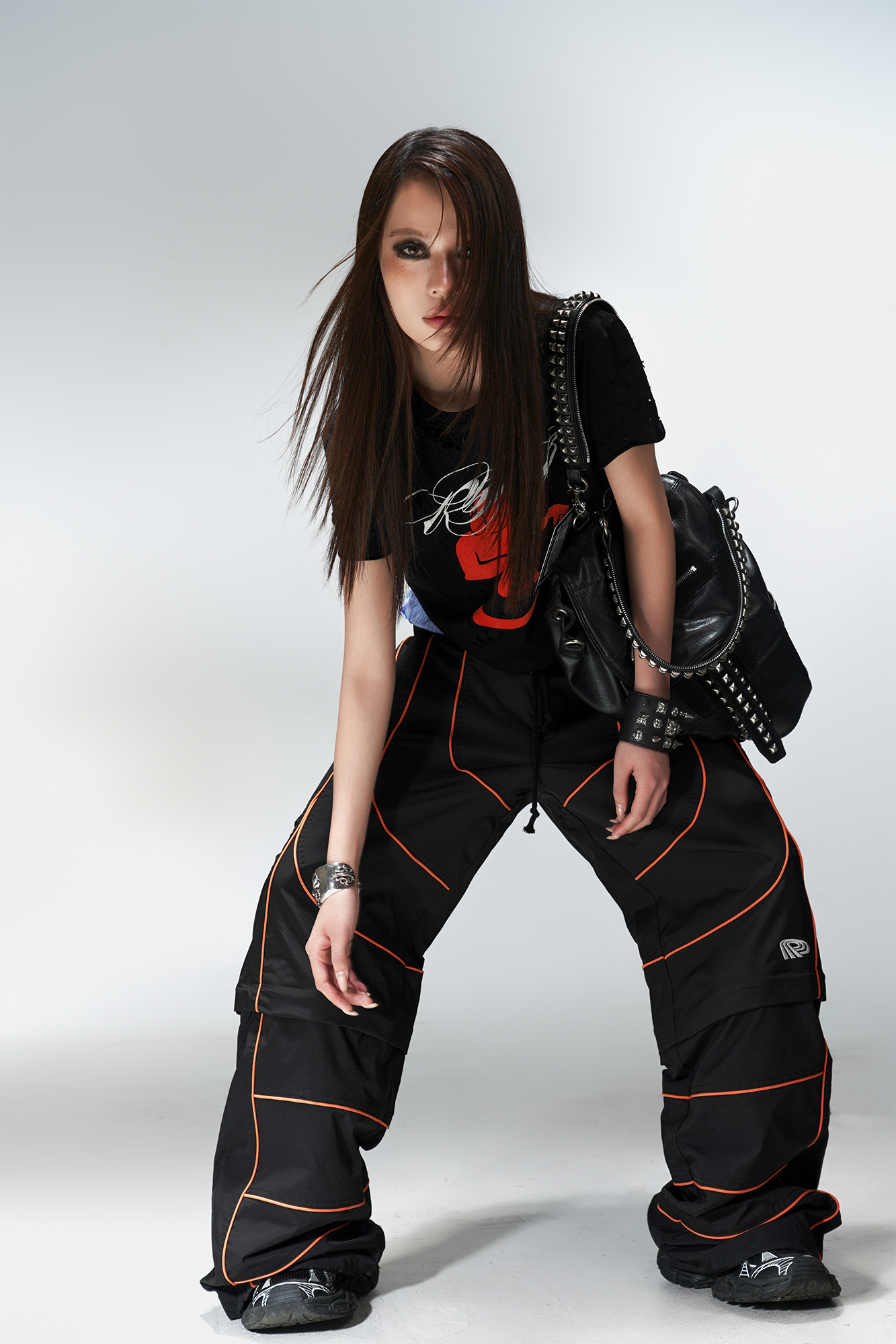 PCCVISION Contrast-Stitch Detachable Paneled Wide-Leg Pants, premium urban and streetwear designers apparel on PROJECTISR.com, PCCVISION