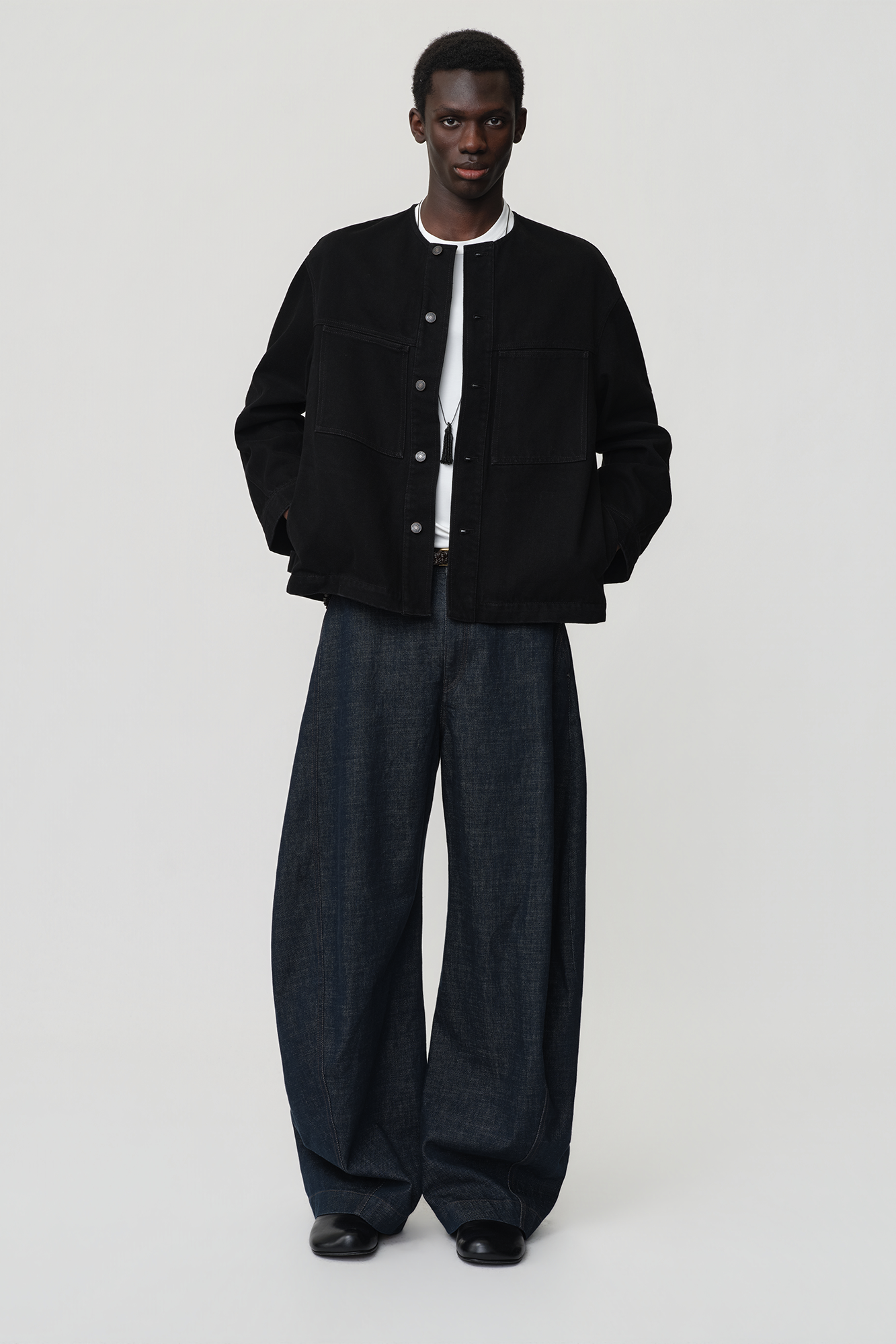 OPICLOTH Classic Indigo Curved-Leg Jeans, premium urban and streetwear designers apparel on PROJECTISR.com, DND4DES
