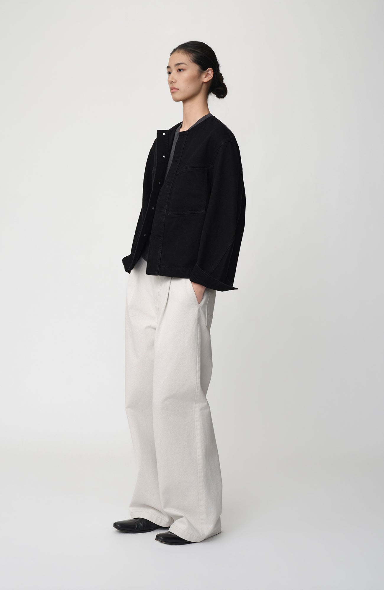 OPICLOTH Collarless Curve-Sleeve Jacket, premium urban and streetwear designers apparel on PROJECTISR.com, OPICLOTH