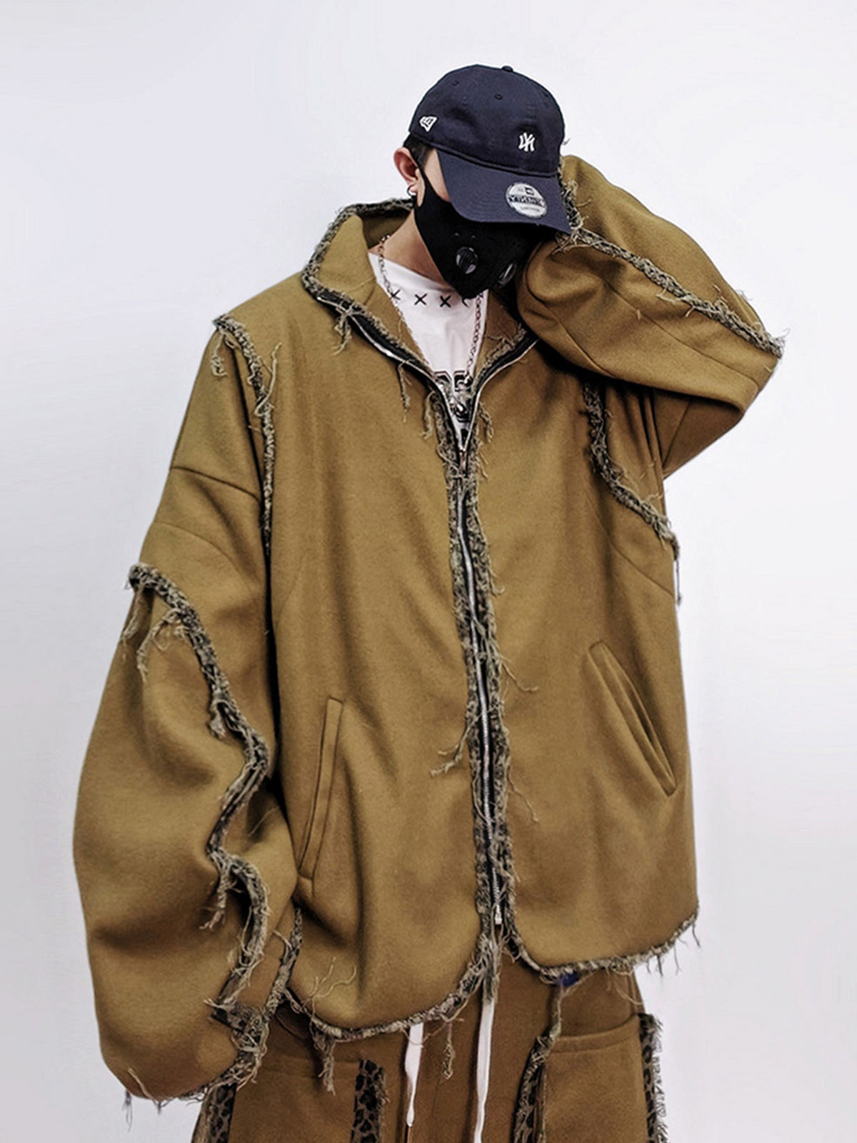 UUCSCC Retro Distressed Raw Seam Varsity Jacket