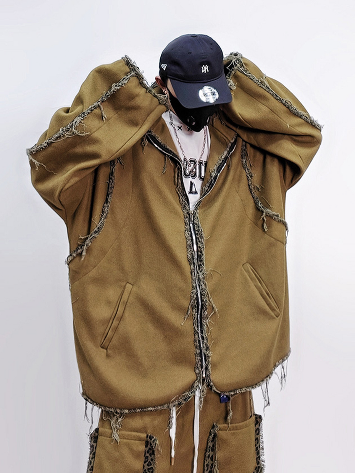 UUCSCC Retro Distressed Raw Seam Varsity Jacket