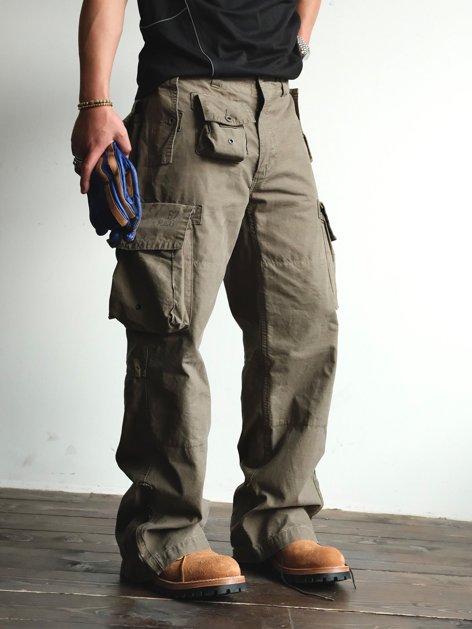 NEIGBORL Washed Distressed Multi-Pocket Cargo Pants, premium urban and streetwear designers apparel on PROJECTISR.com, NEIGBORL