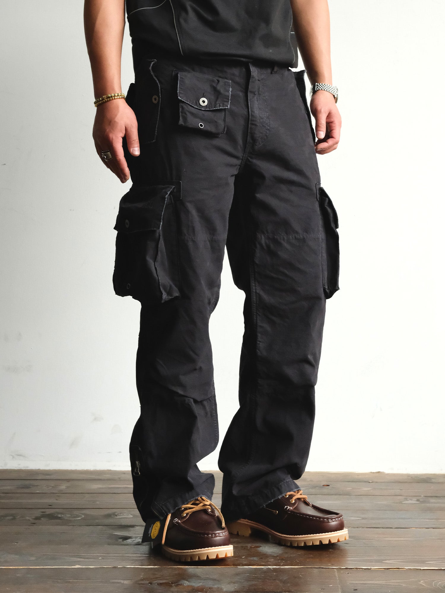 NEIGBORL Washed Distressed Multi-Pocket Cargo Pants, premium urban and streetwear designers apparel on PROJECTISR.com, NEIGBORL