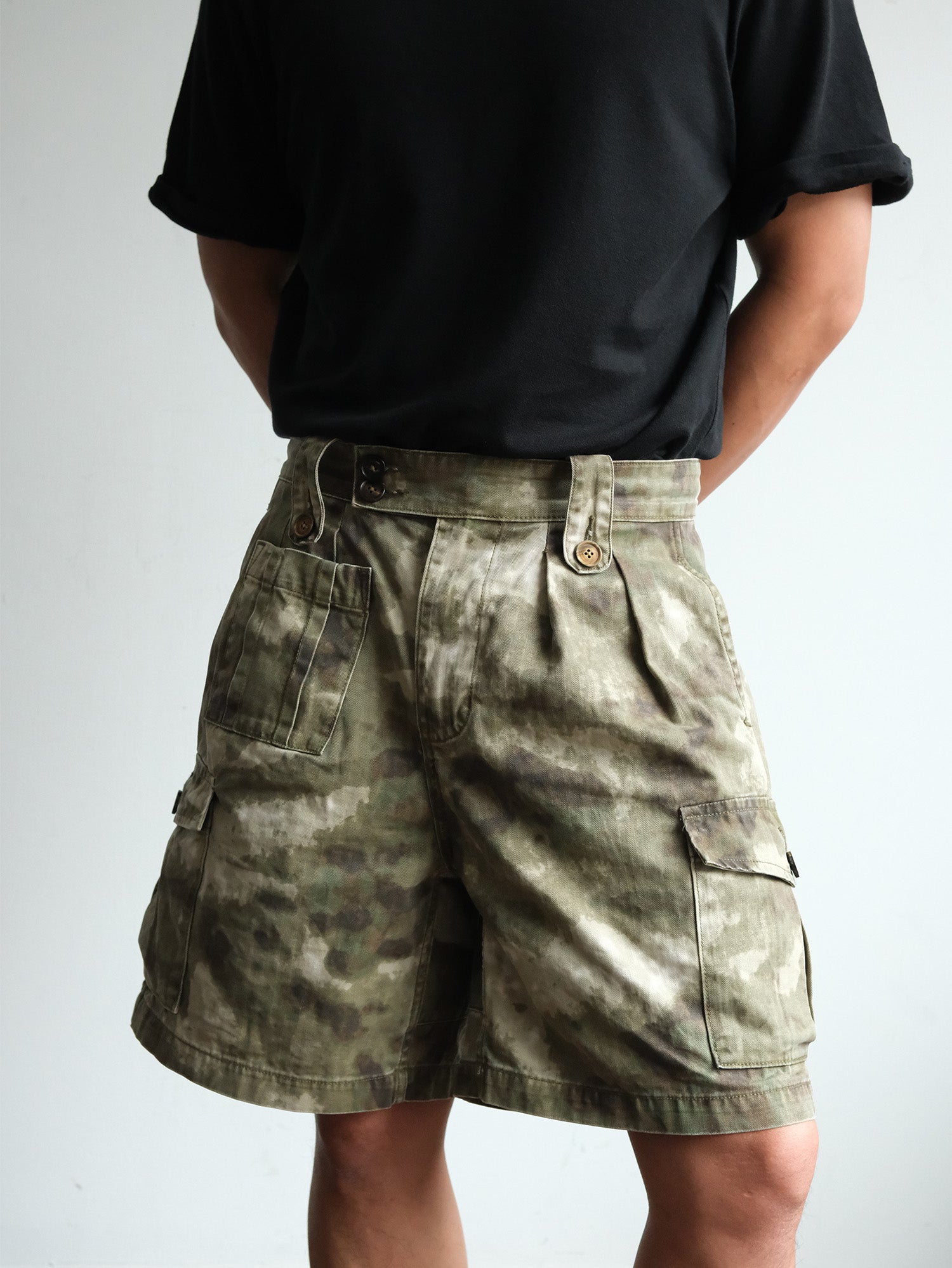 NEIGBORL Retro Washed Camo Cargo Shorts, premium urban and streetwear designers apparel on PROJECTISR.com, NEIGBORL