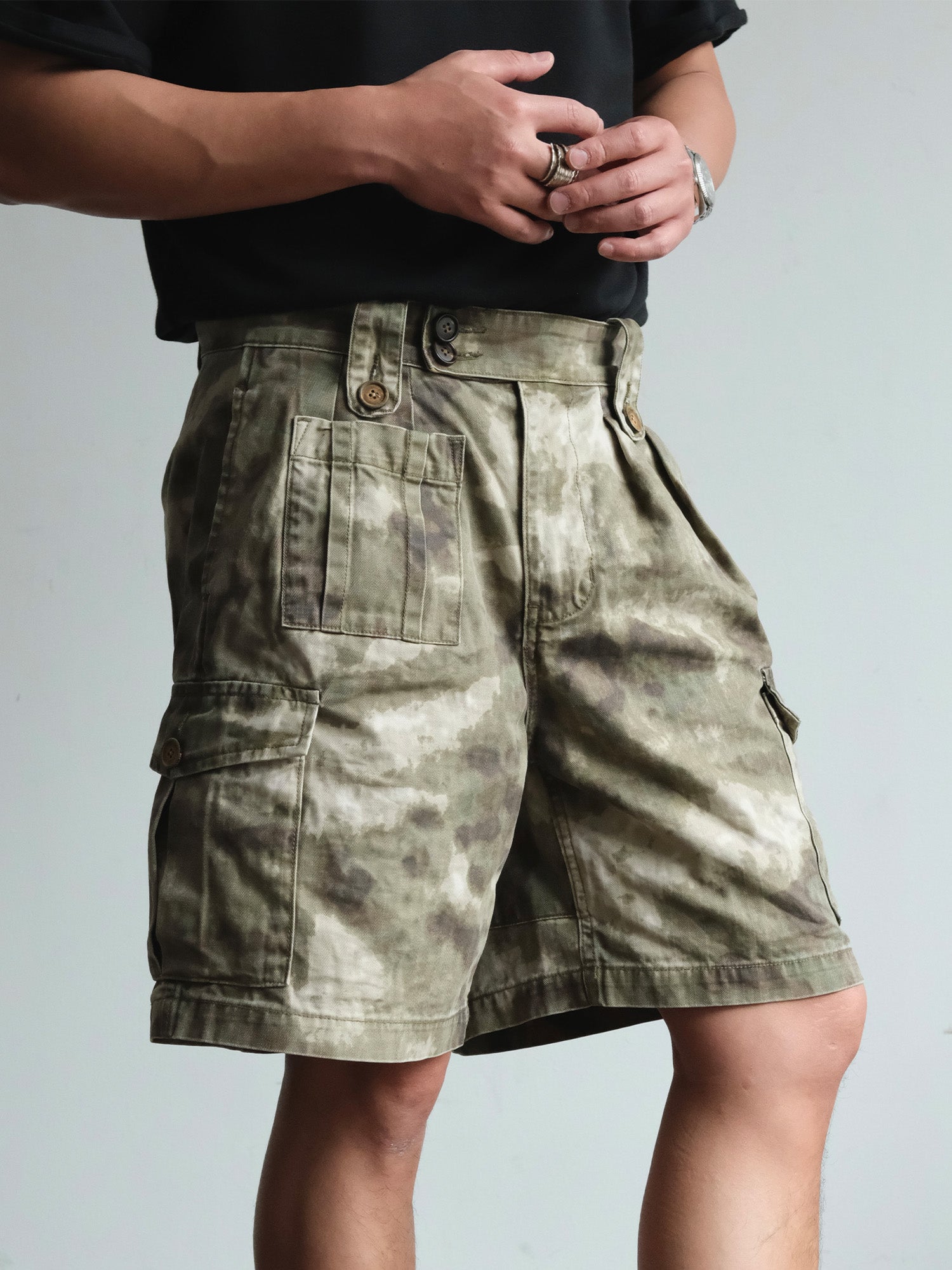 NEIGBORL Retro Washed Camo Cargo Shorts, premium urban and streetwear designers apparel on PROJECTISR.com, NEIGBORL