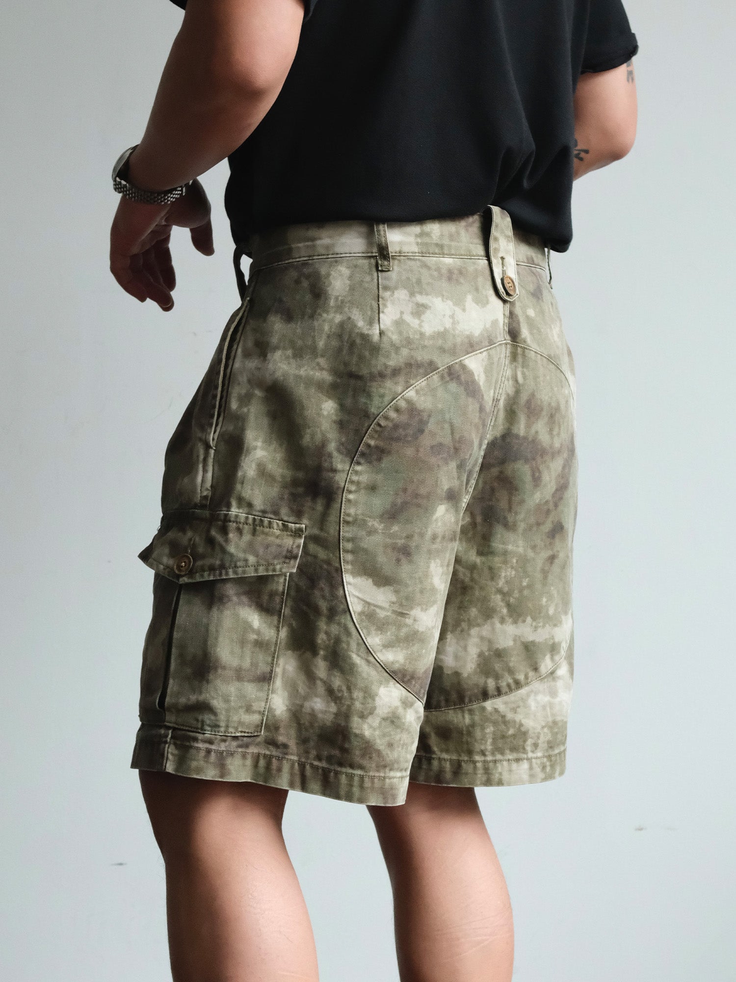 NEIGBORL Retro Washed Camo Cargo Shorts, premium urban and streetwear designers apparel on PROJECTISR.com, NEIGBORL
