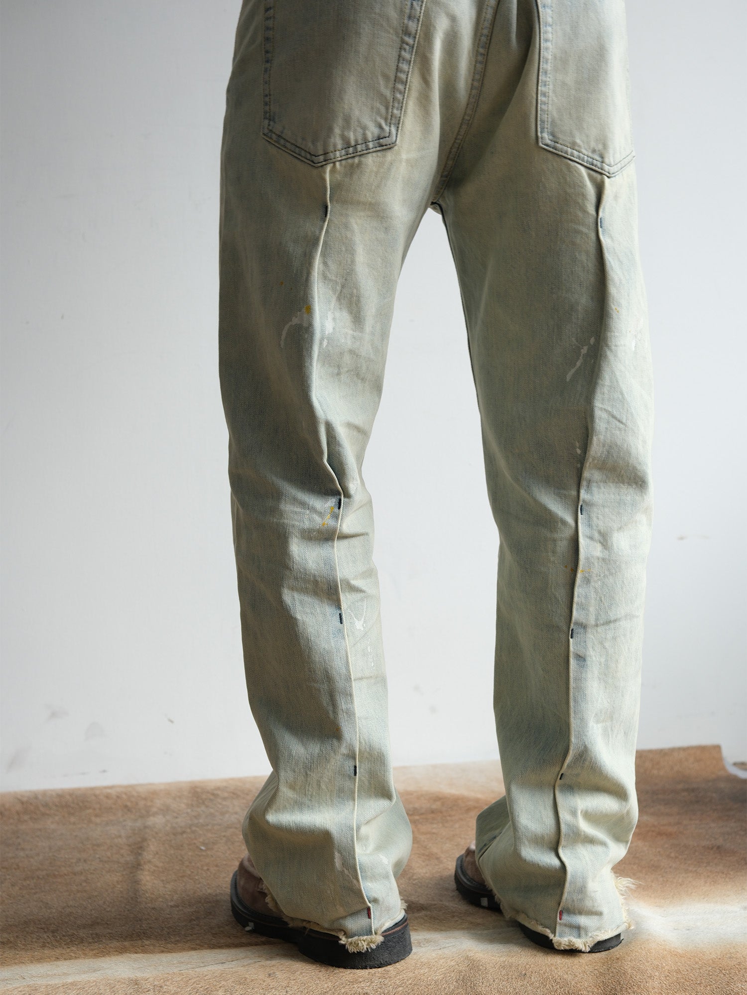 NEIGBORL Washed Paint-Splatter Straight-Leg Jeans, premium urban and streetwear designers apparel on PROJECTISR.com, NEIGBORL
