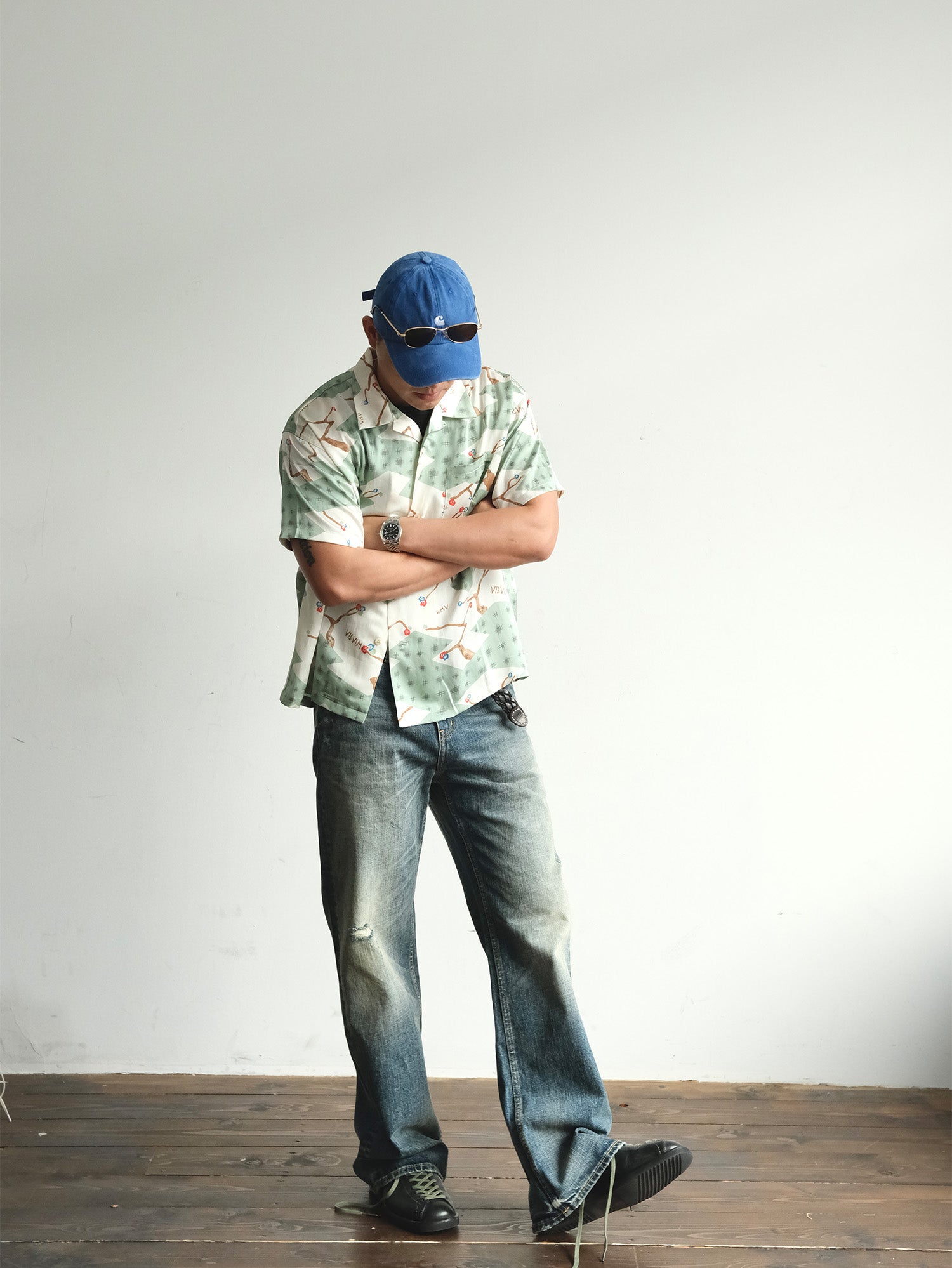NEIGBORL Washed Distressed Flared Jeans, premium urban and streetwear designers apparel on PROJECTISR.com, NEIGBORL