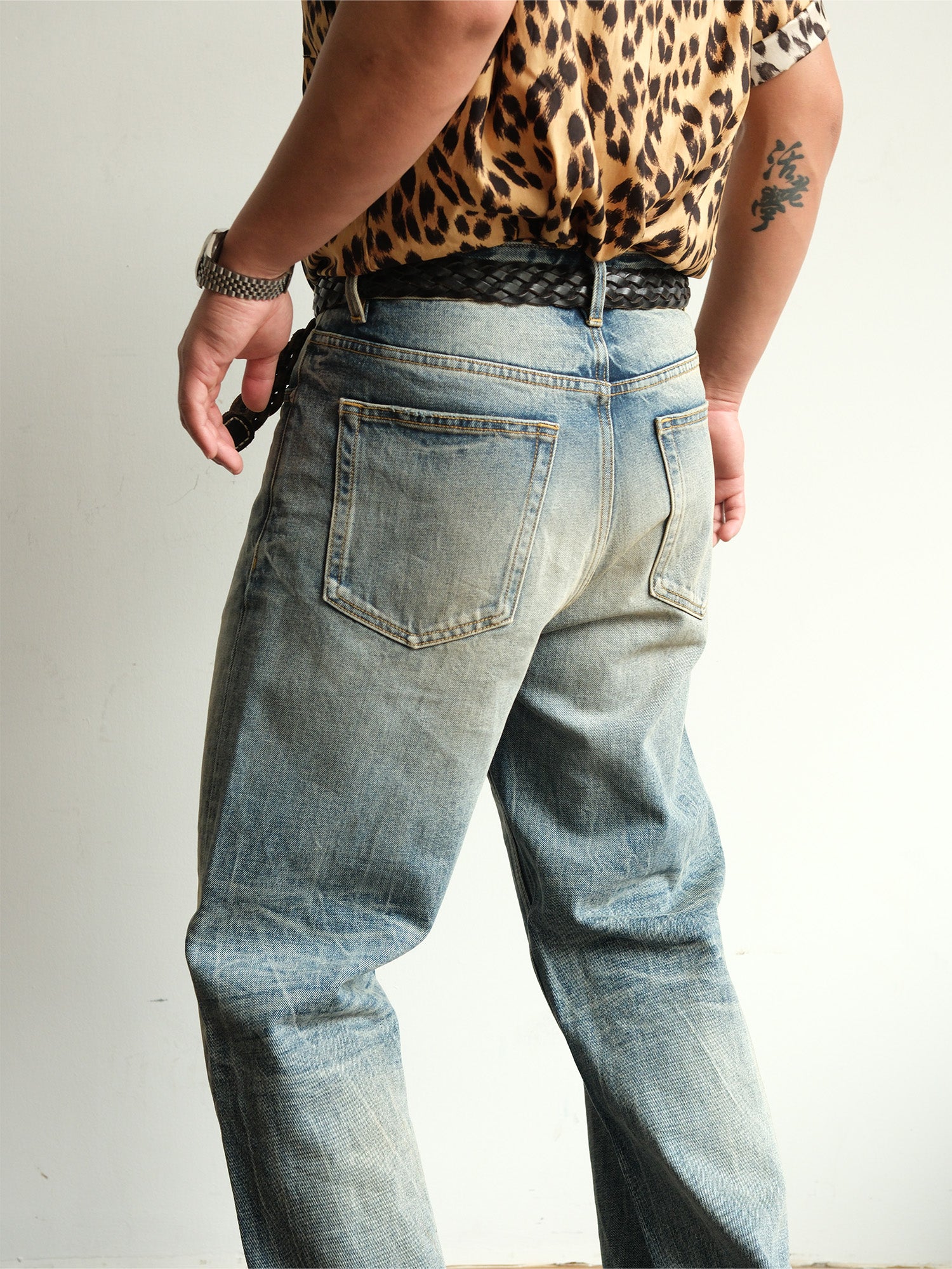 NEIGBORL Washed Distressed Straight-Leg Jeans, premium urban and streetwear designers apparel on PROJECTISR.com, NEIGBORL