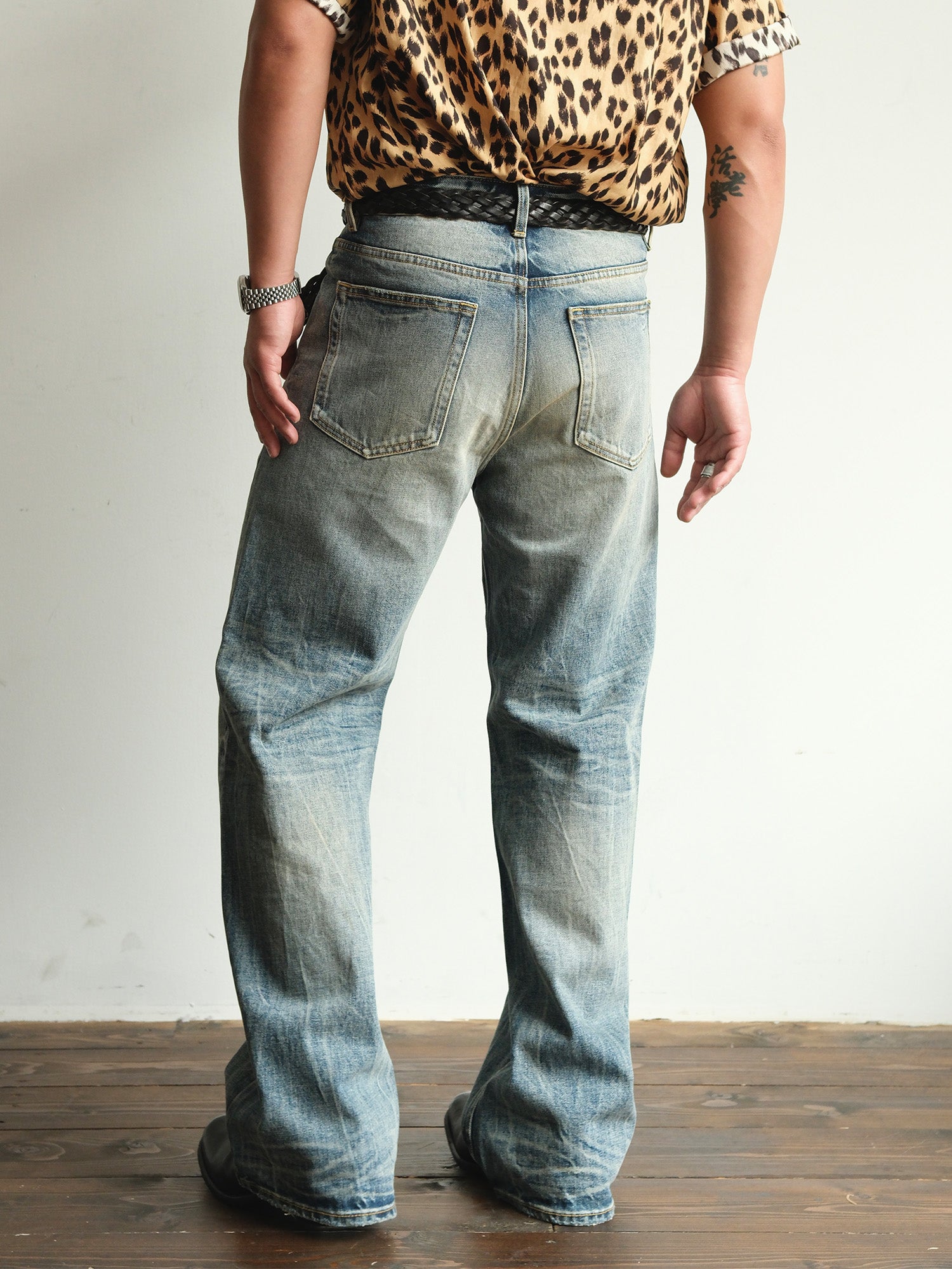 NEIGBORL Washed Distressed Straight-Leg Jeans, premium urban and streetwear designers apparel on PROJECTISR.com, NEIGBORL