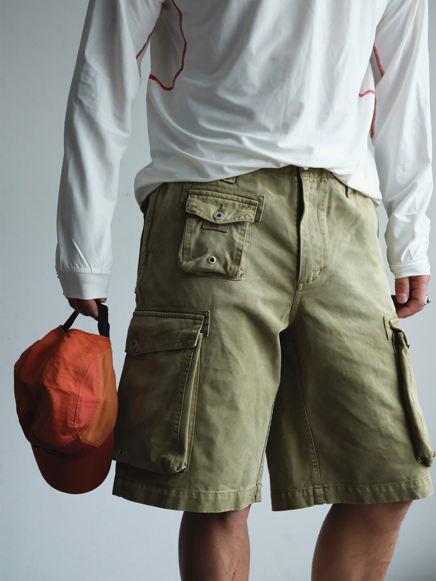 NEIGBORL Washed Sulfur-Dyed Multi-Pocket Cargo Shorts, premium urban and streetwear designers apparel on PROJECTISR.com, NEIGBORL