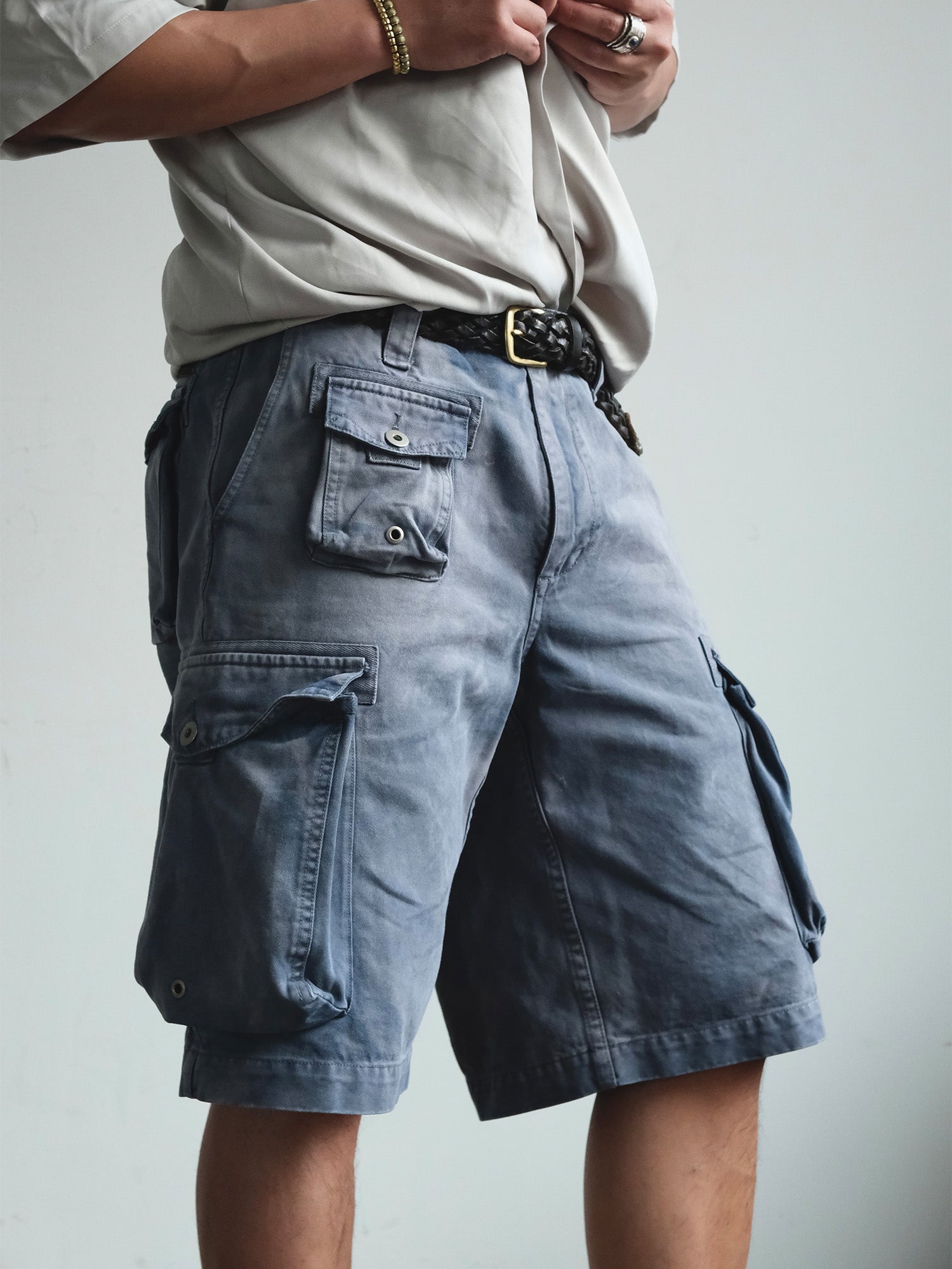 NEIGBORL Washed Sulfur-Dyed Multi-Pocket Cargo Shorts, premium urban and streetwear designers apparel on PROJECTISR.com, NEIGBORL