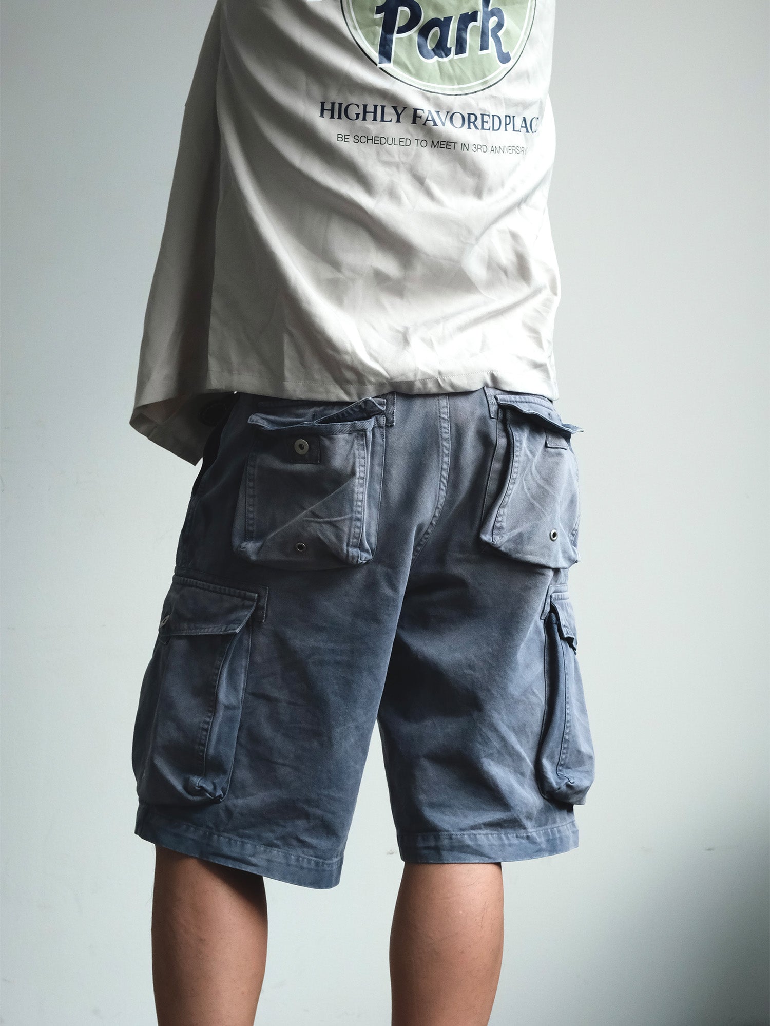 NEIGBORL Washed Sulfur-Dyed Multi-Pocket Cargo Shorts, premium urban and streetwear designers apparel on PROJECTISR.com, NEIGBORL