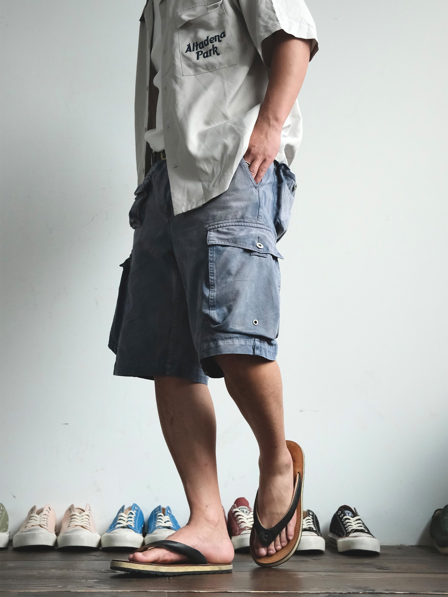 NEIGBORL Washed Sulfur-Dyed Multi-Pocket Cargo Shorts, premium urban and streetwear designers apparel on PROJECTISR.com, NEIGBORL