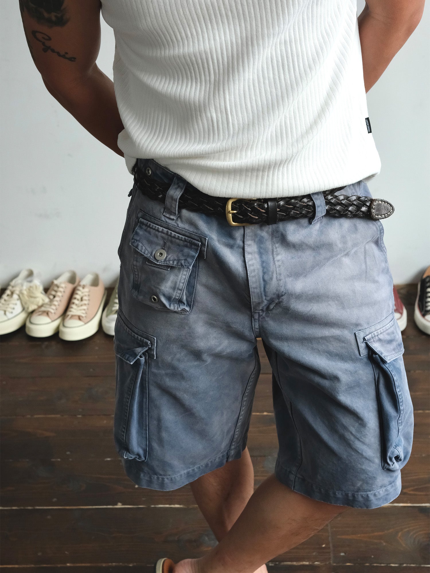 NEIGBORL Washed Sulfur-Dyed Multi-Pocket Cargo Shorts, premium urban and streetwear designers apparel on PROJECTISR.com, NEIGBORL