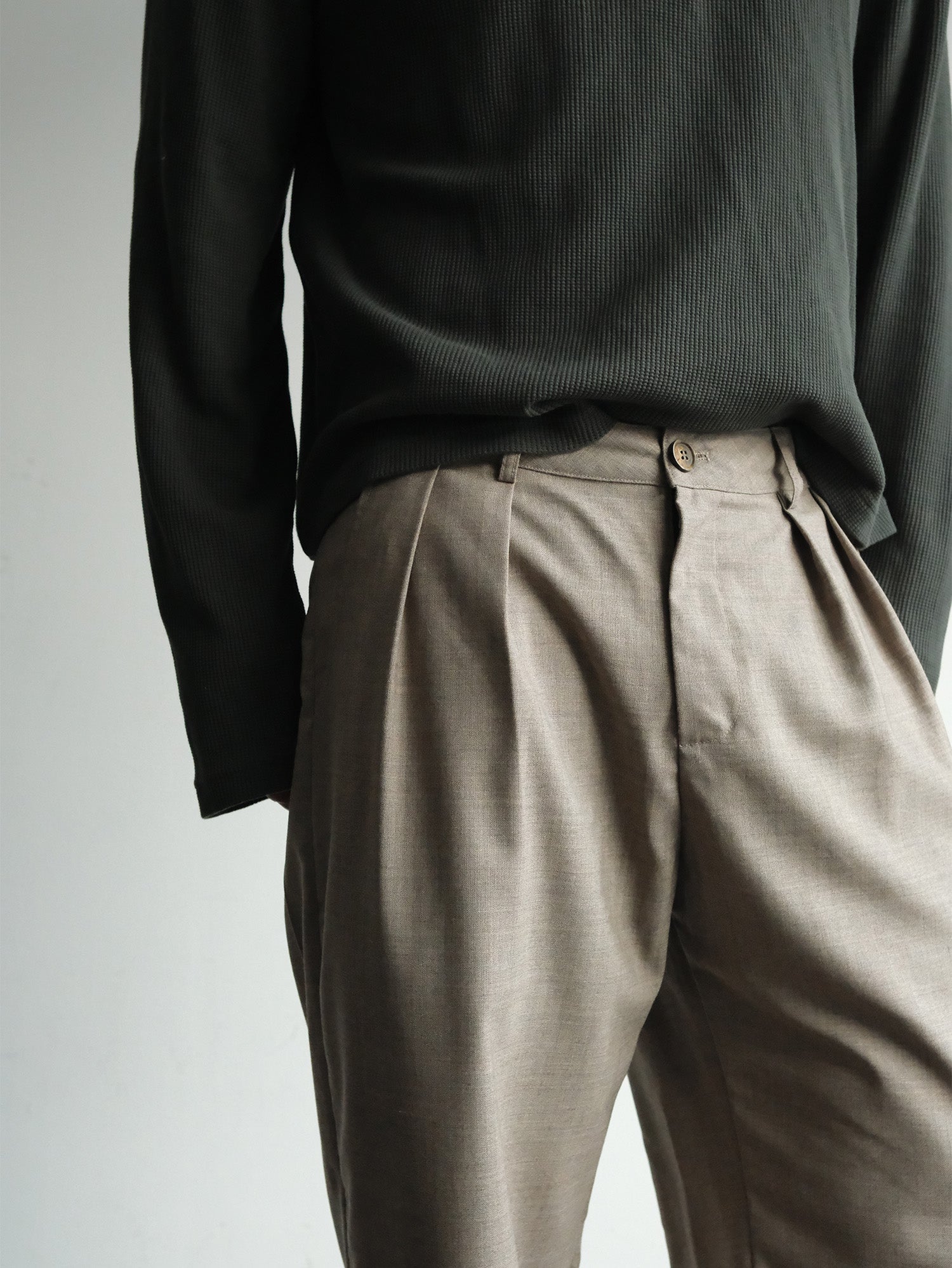 NEIGBORL Wool Double-Pleated Straight-Leg Trousers, premium urban and streetwear designers apparel on PROJECTISR.com, NEIGBORL