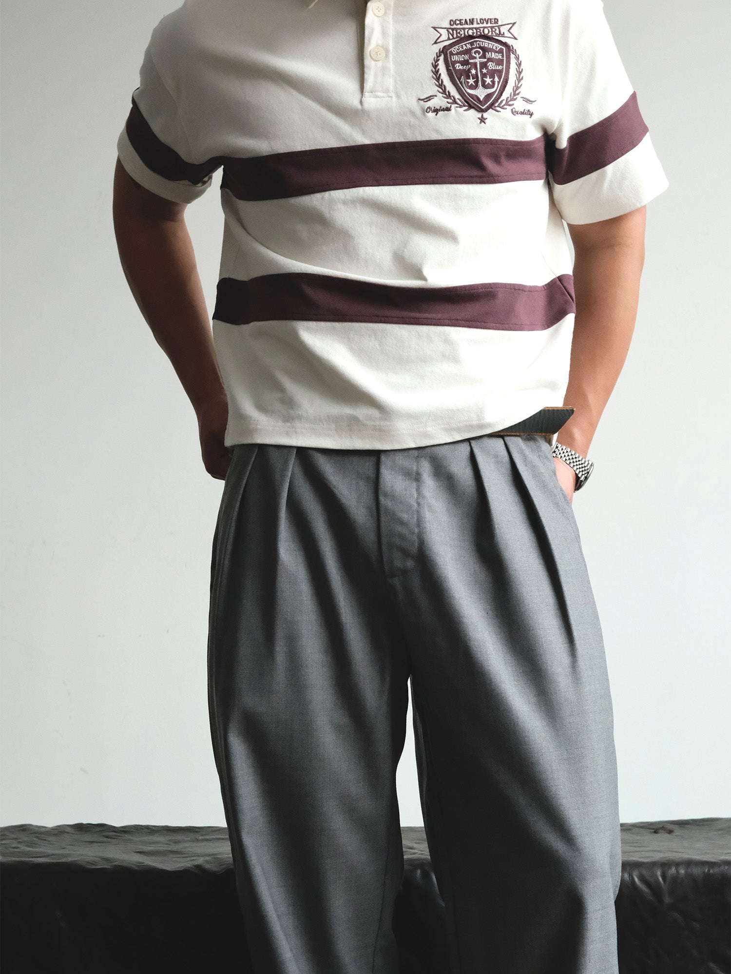 NEIGBORL Wool Double-Pleated Straight-Leg Trousers, premium urban and streetwear designers apparel on PROJECTISR.com, NEIGBORL