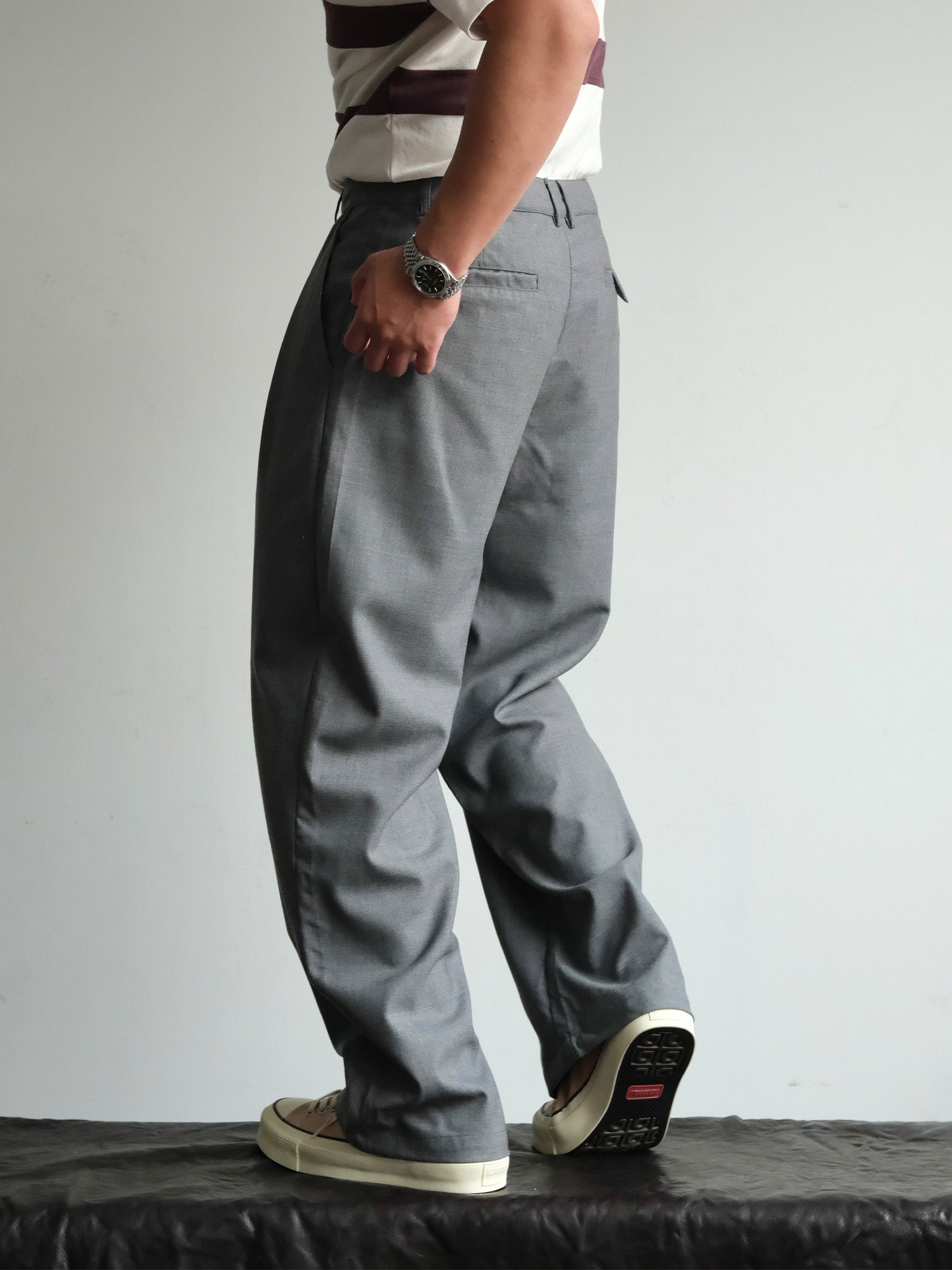 NEIGBORL Wool Double-Pleated Straight-Leg Trousers, premium urban and streetwear designers apparel on PROJECTISR.com, NEIGBORL